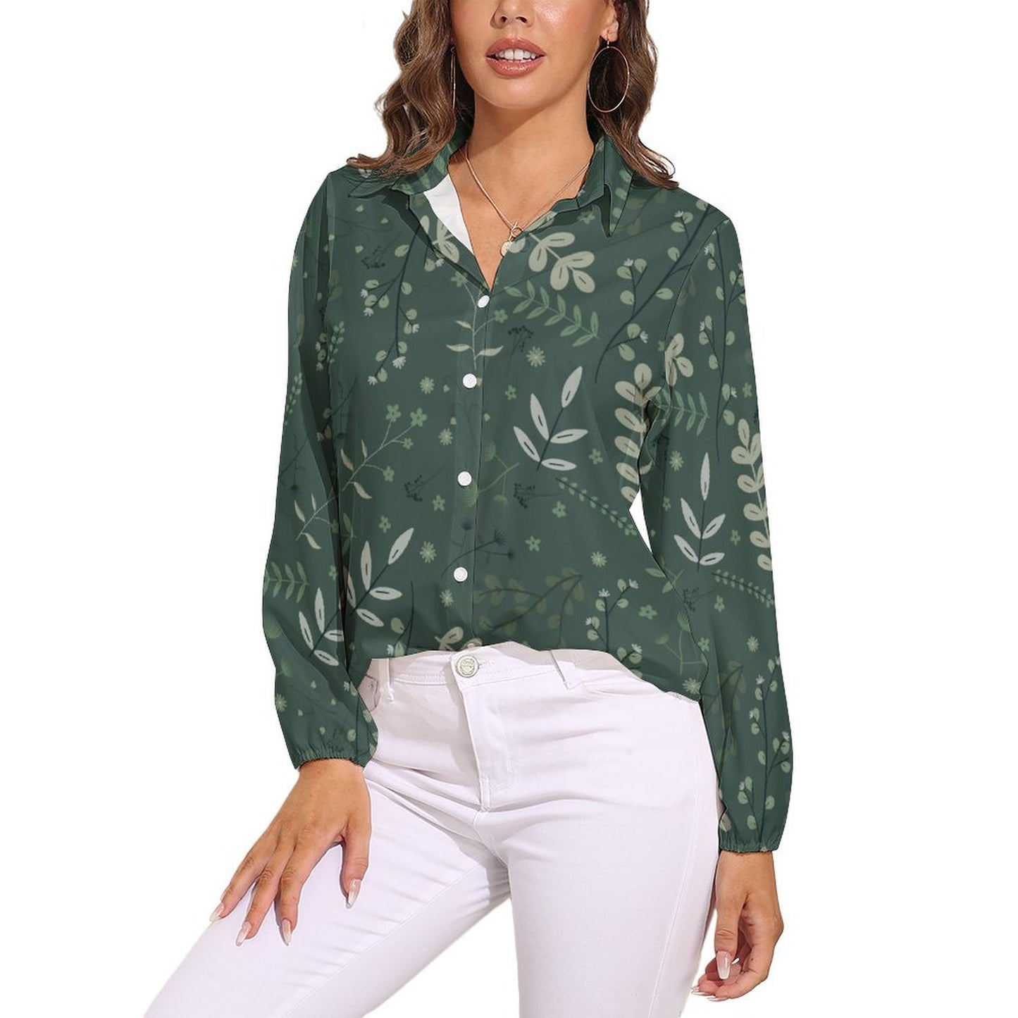 Casual Long Sleeve Button up Shirt | Whispering Greens – Forest