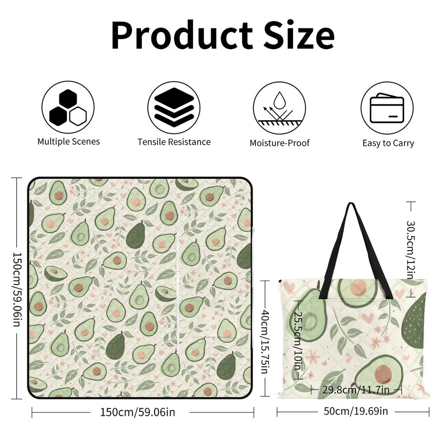 Foldable Zipper Picnic Mat- Avo Cuddle 60"×60"
