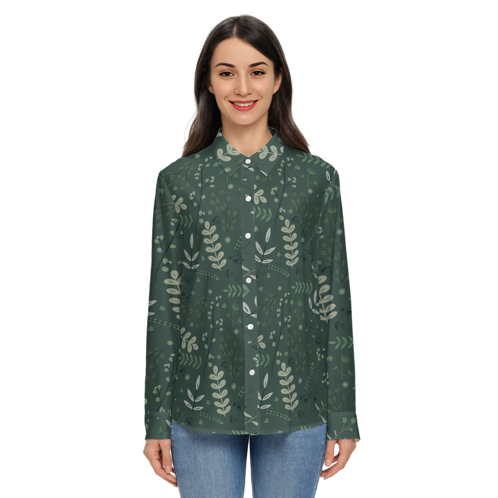 Women's Classic Long Sleeve Button-Up Shirt Silky-like Elegance