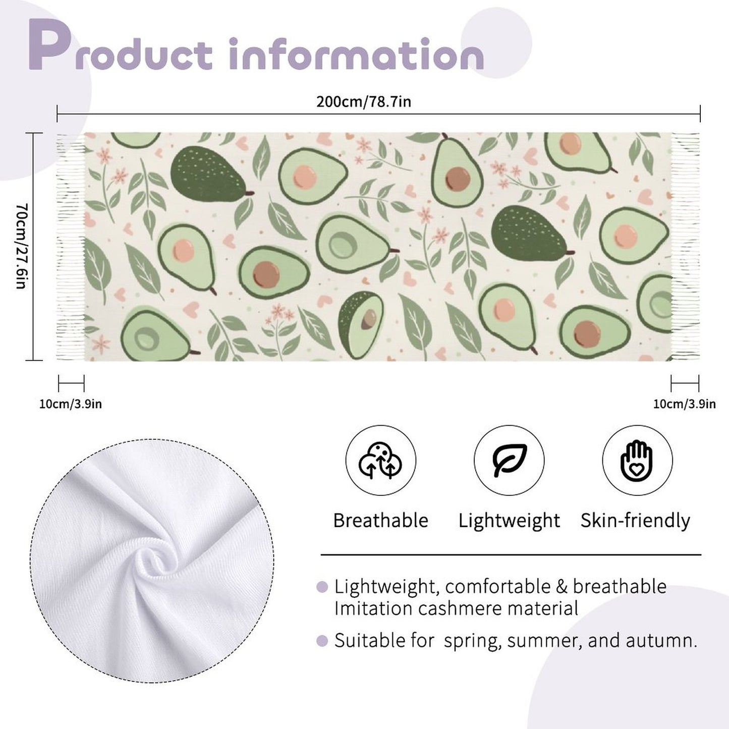 Cashmere-like Tassel Scarf (All-Over Printing)