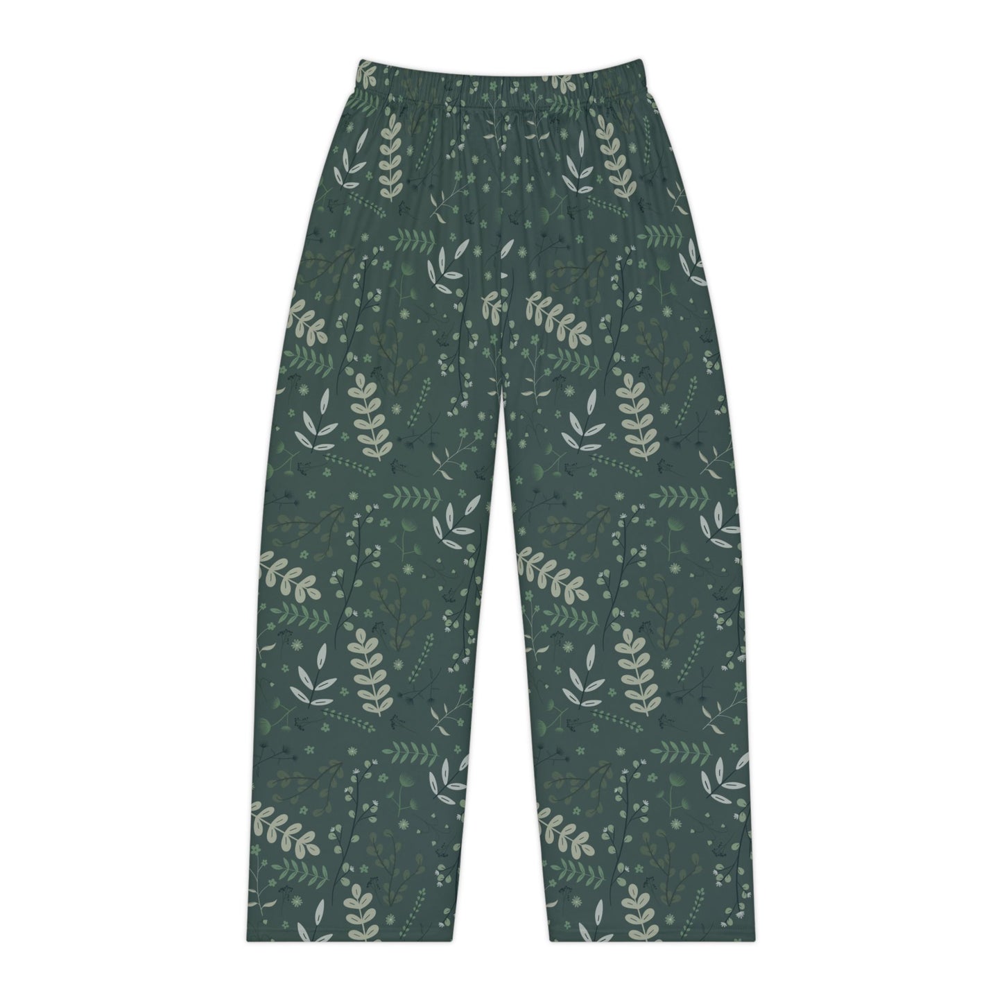 Cozy Women's Pajama Pants with Green Leaf Print | Comfortable Sleepwear for Relaxation & Home