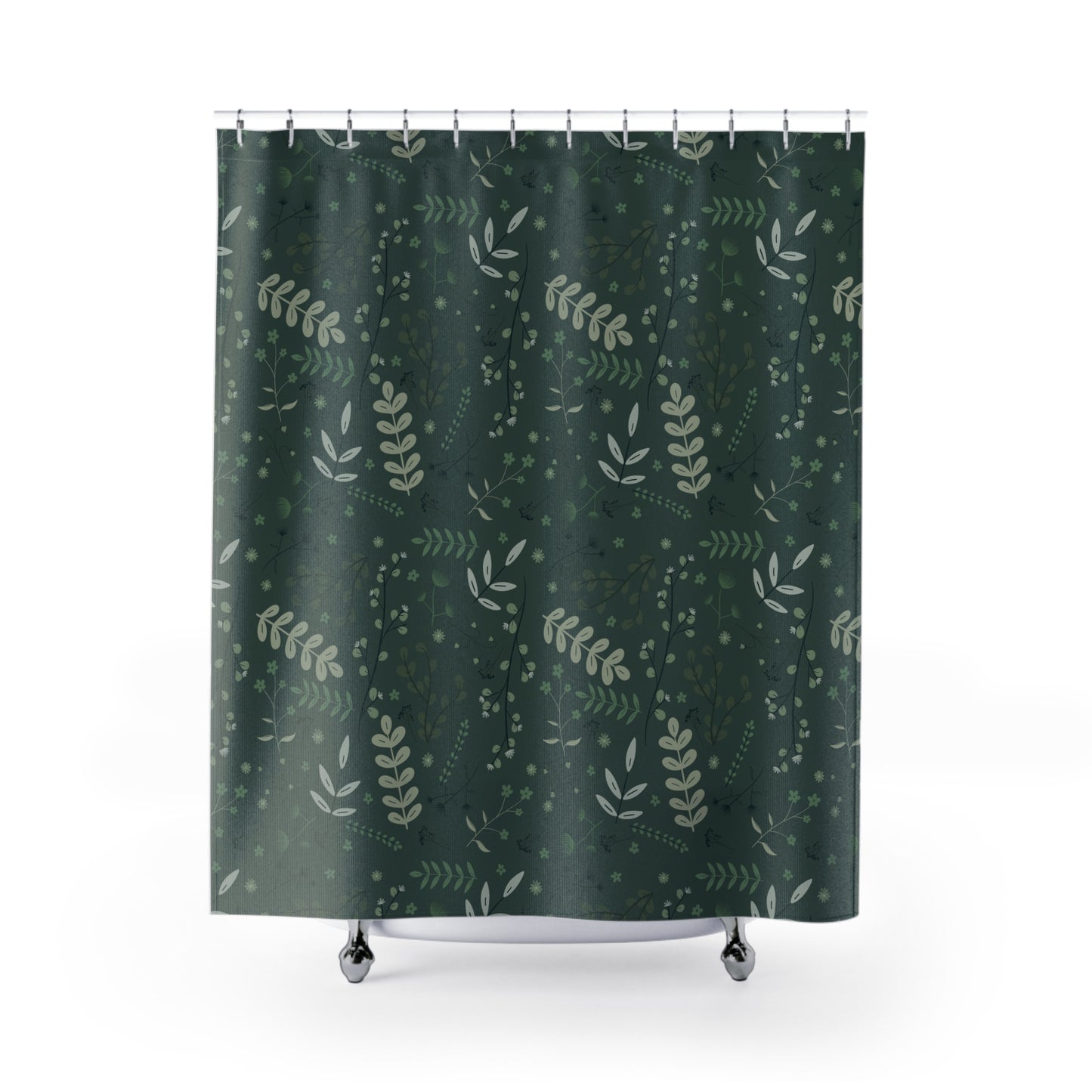 Botanical Green Shower Curtain - Nature-Inspired Bathroom Decor
