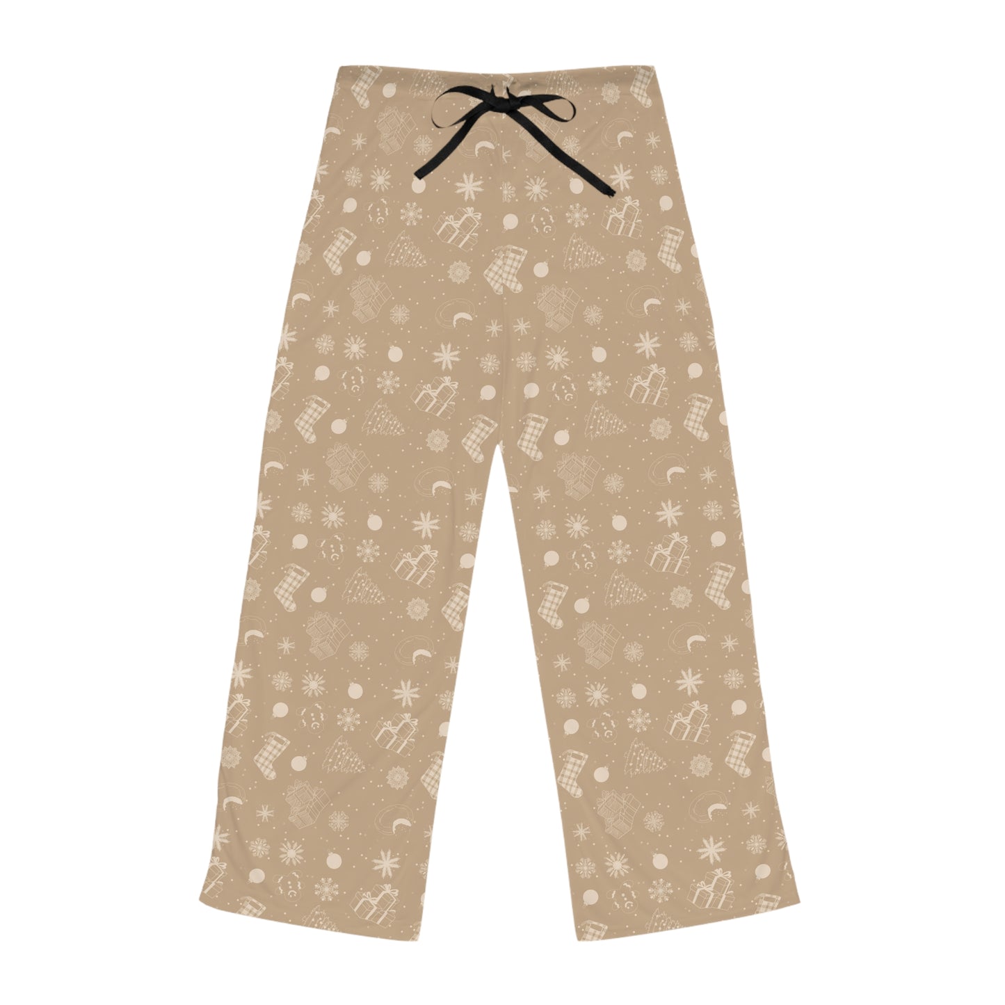 Beige Christmas - Cozy Holiday Women's Pajama Pants - Festive Winter Design