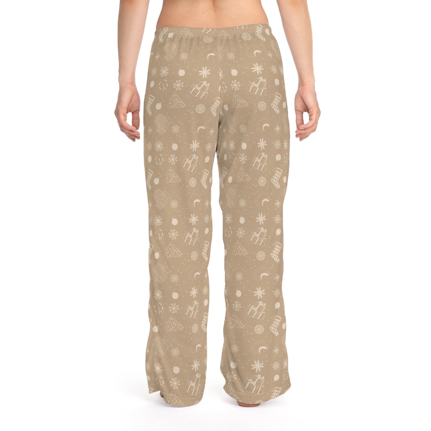 Beige Christmas - Cozy Holiday Women's Pajama Pants - Festive Winter Design