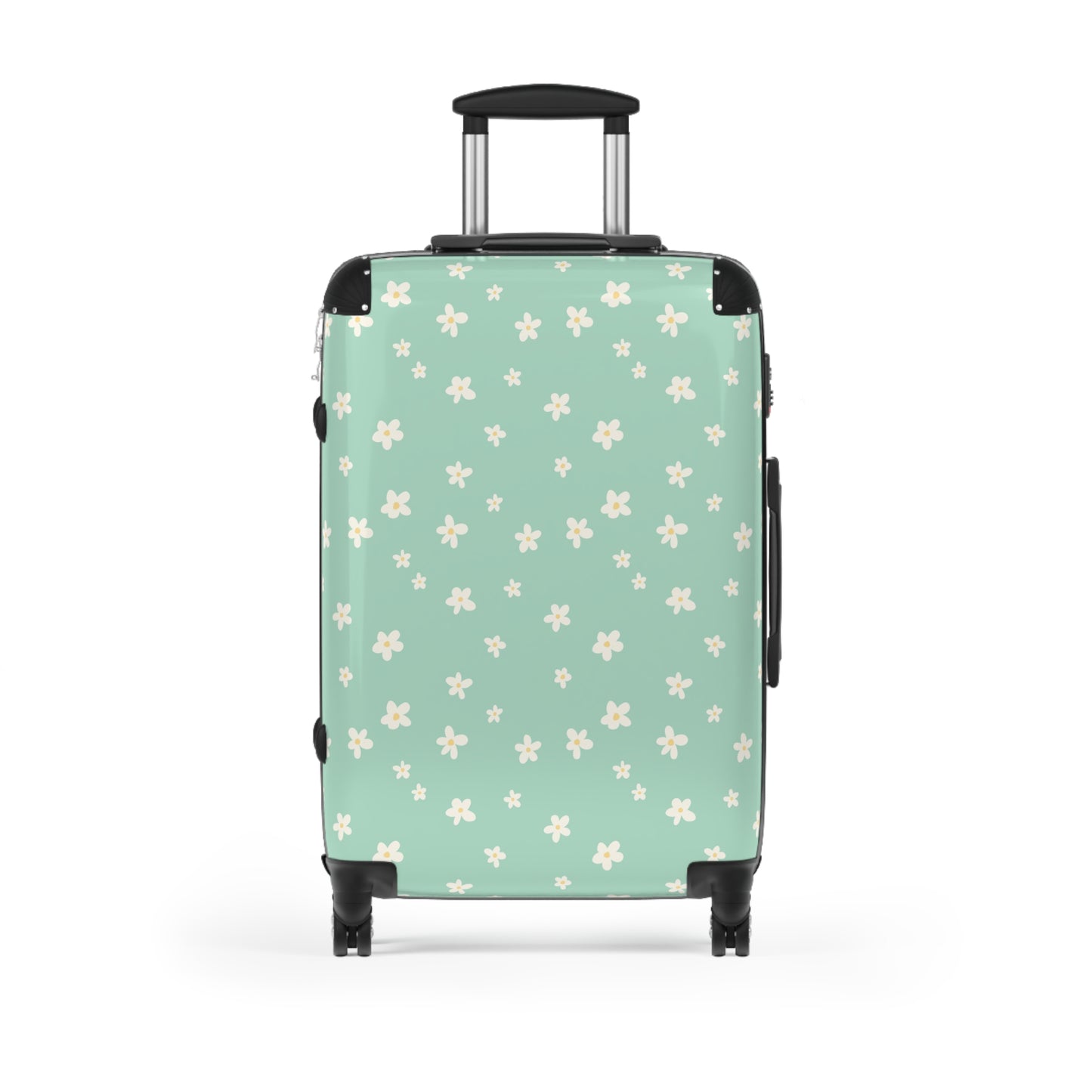 Sage Daisy Print Suitcase - Stylish Travel Luggage for Adventurers