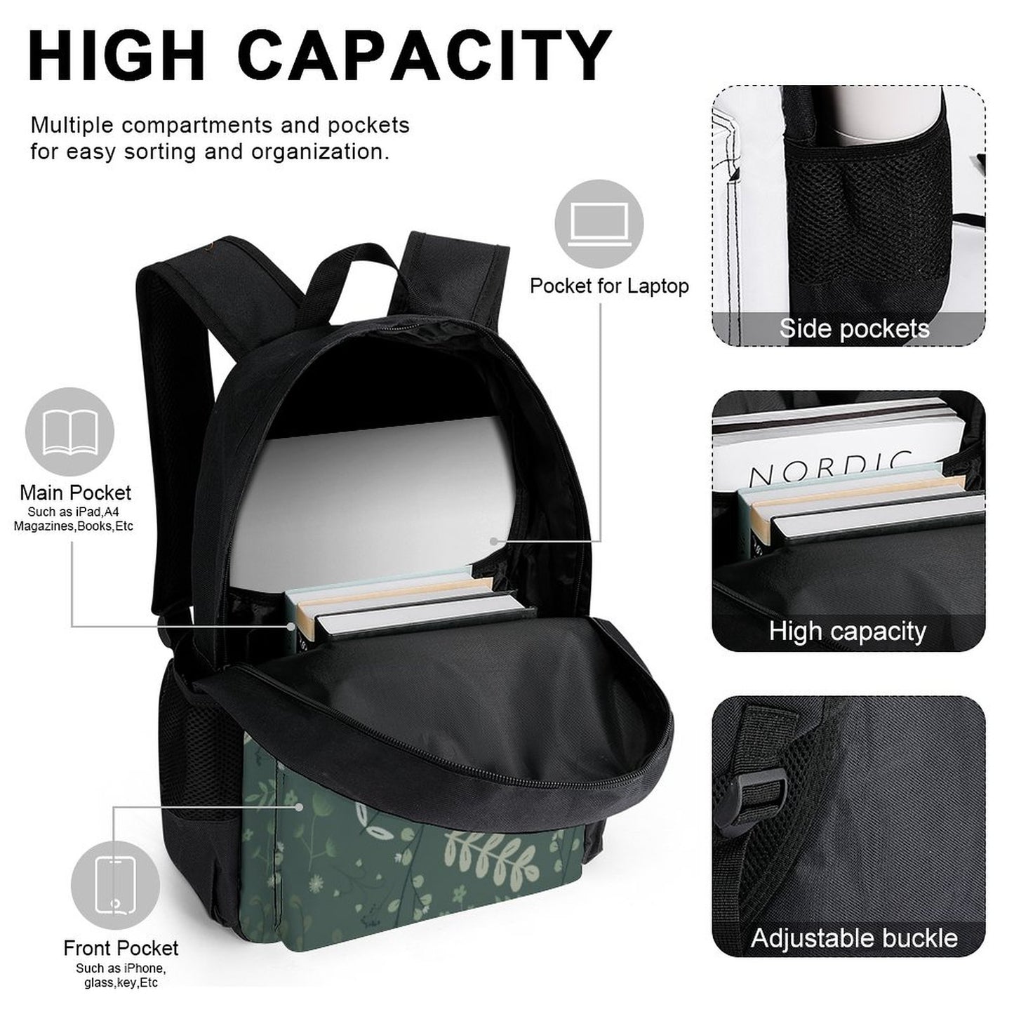 Set of 3 Bags (Backpack, Lunch Bag & Pencil Pouch) | Whispering Greens – Forest