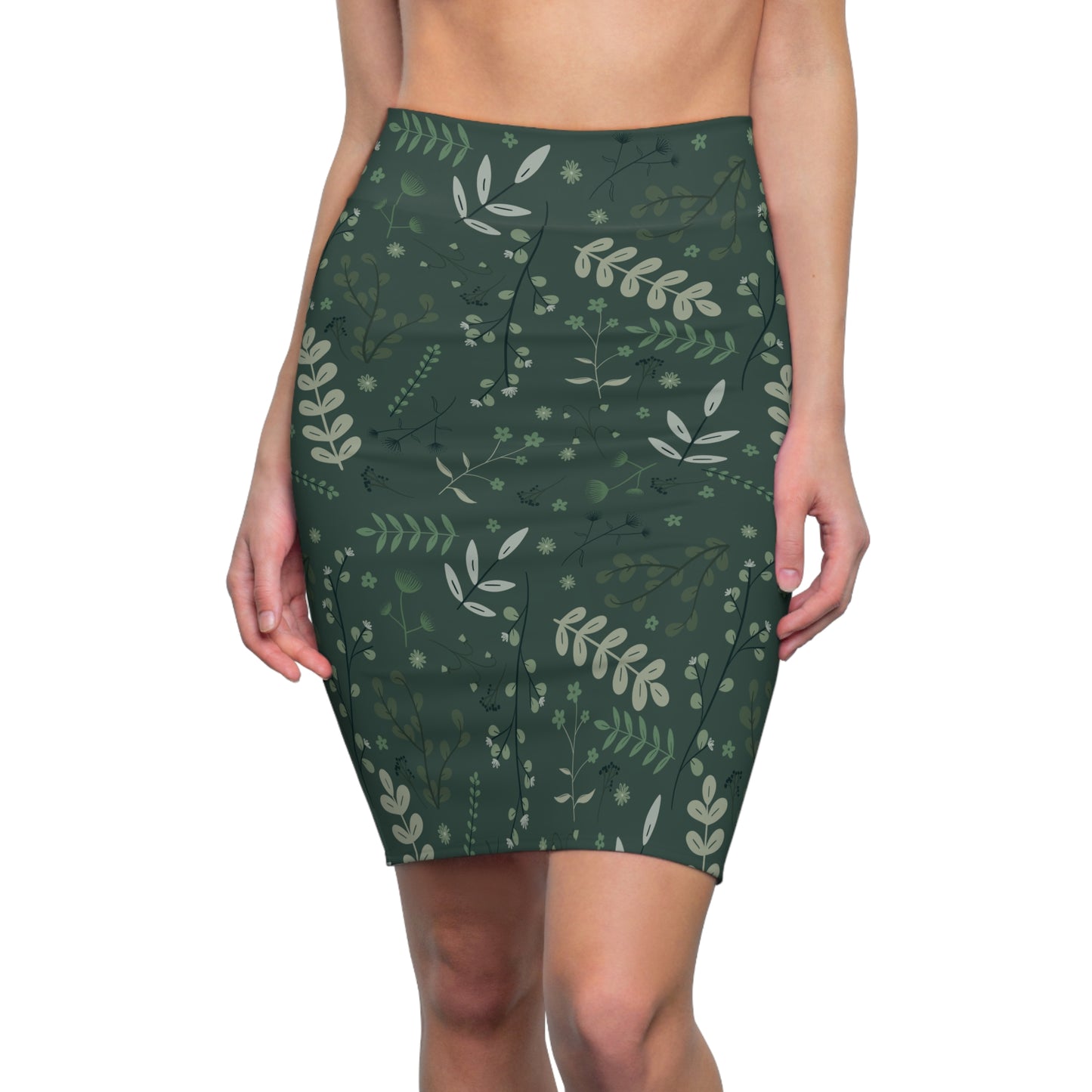 Botanical Pattern Women's Pencil Skirt - Elegant Floral Design for Everyday Wear