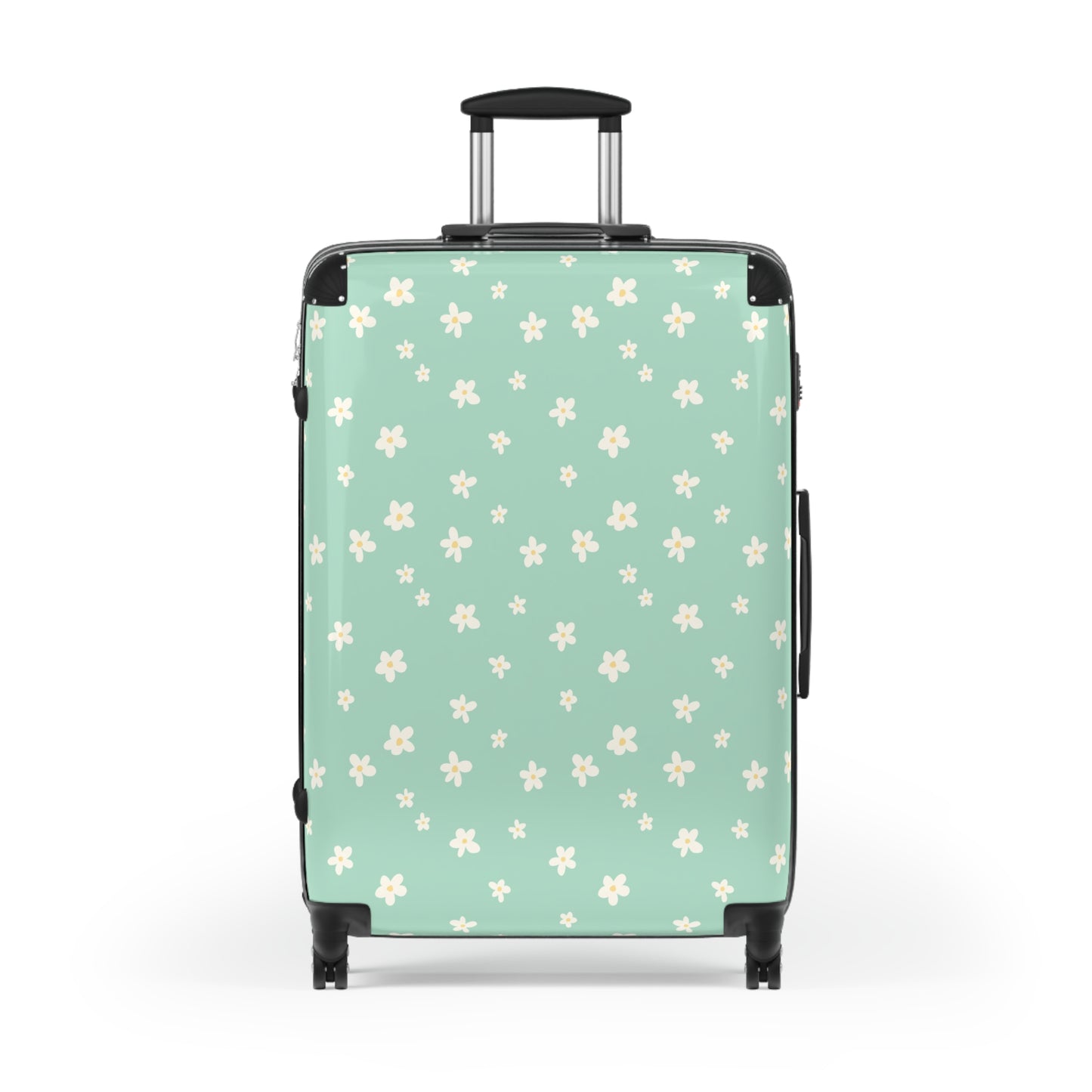 Sage Daisy Print Suitcase - Stylish Travel Luggage for Adventurers