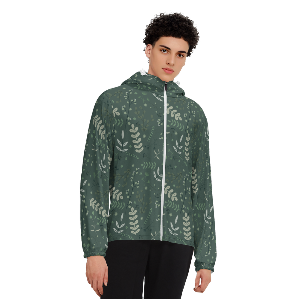 Unisex Full-Zip Hooded Windbreaker Jacket - Water Resistant
