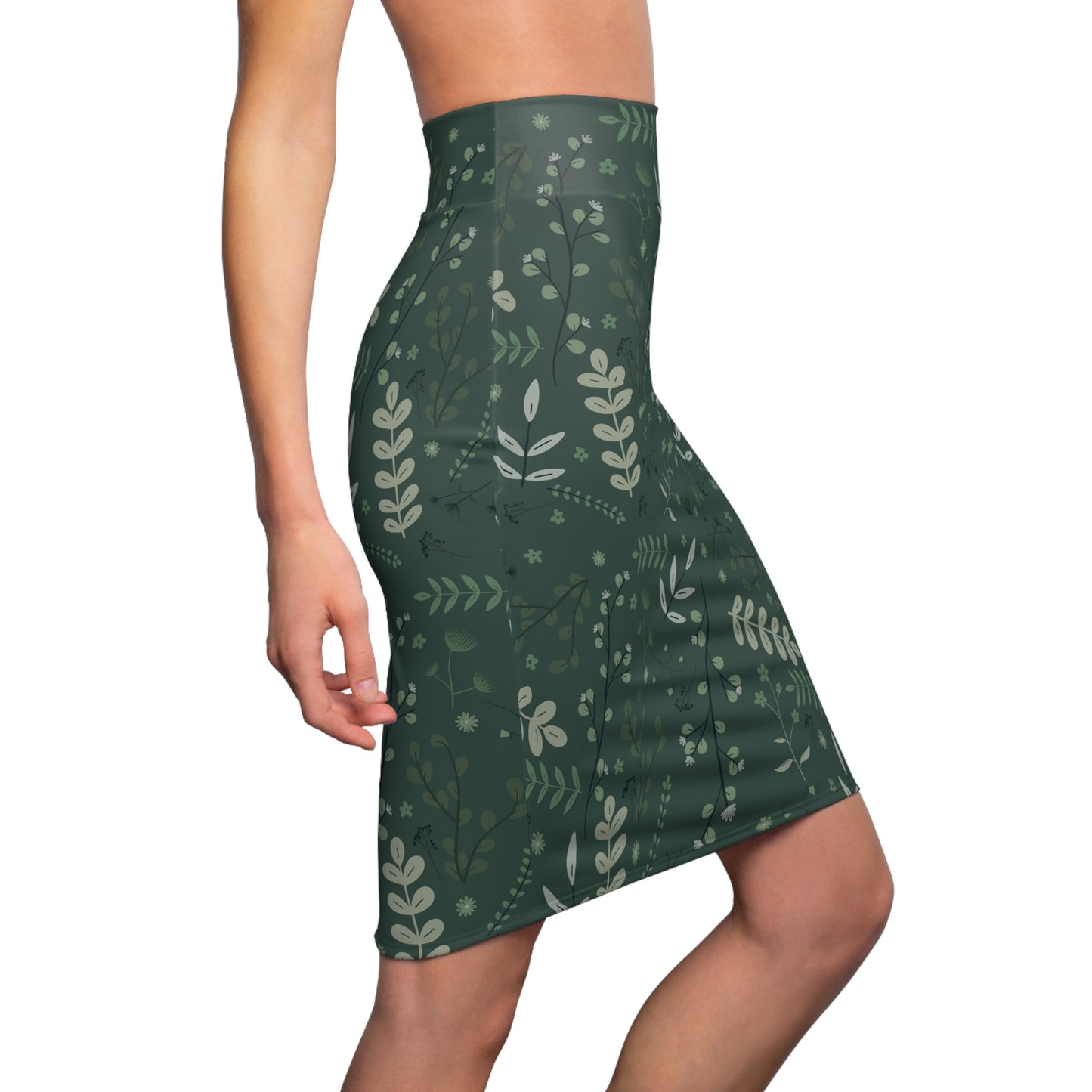 Botanical Pattern Women's Pencil Skirt - Elegant Floral Design for Everyday Wear