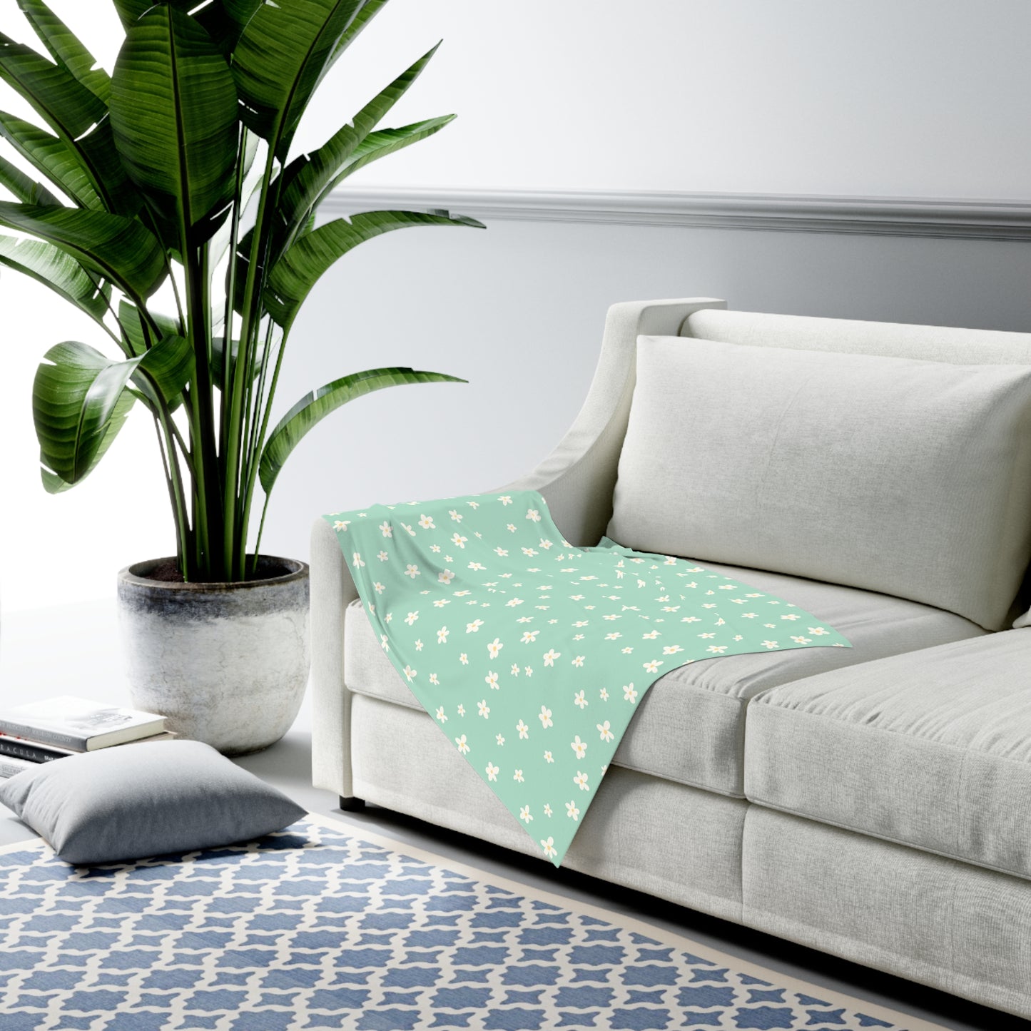 Sage Daisy Nature-Inspired Baby Swaddle Blanket - Soft and Cozy for Newborns