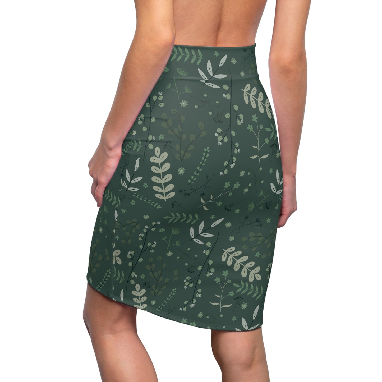 Botanical Pattern Women's Pencil Skirt - Elegant Floral Design for Everyday Wear