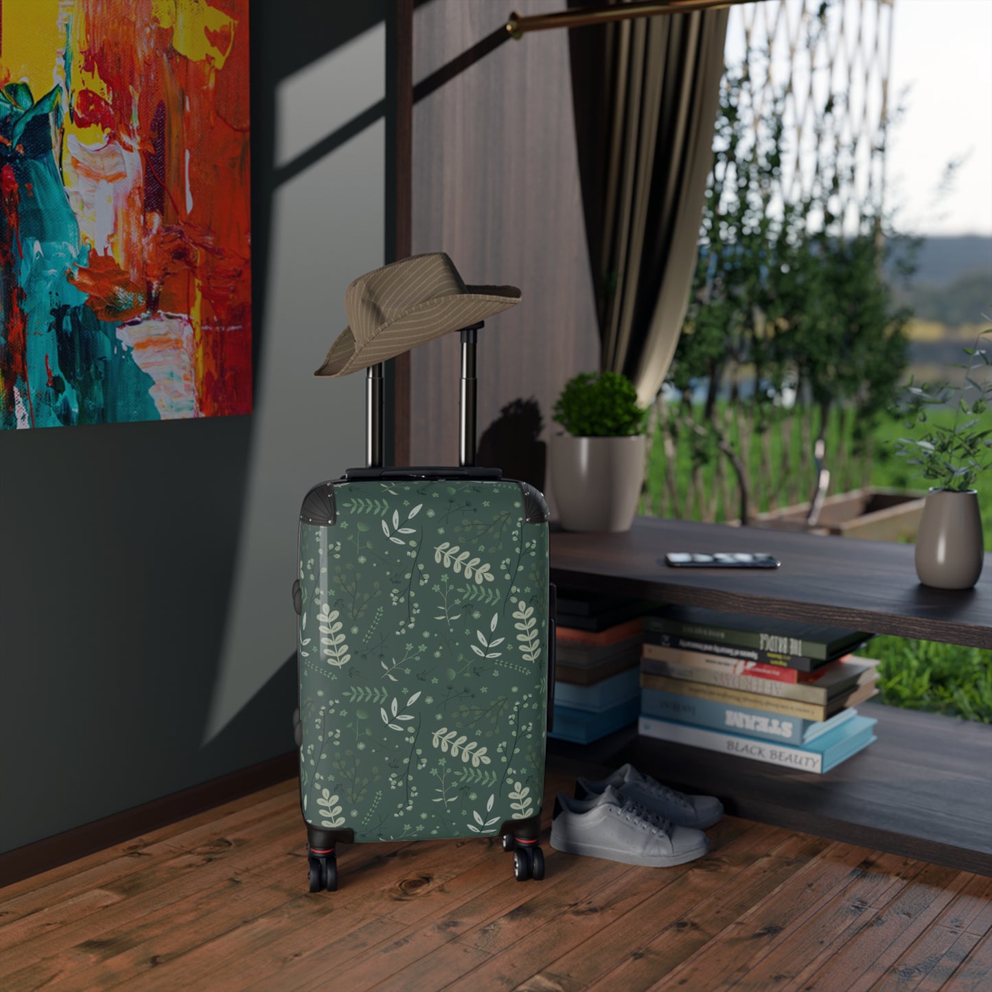 Botanical Print Suitcase - Stylish Travel Luggage for Adventurers