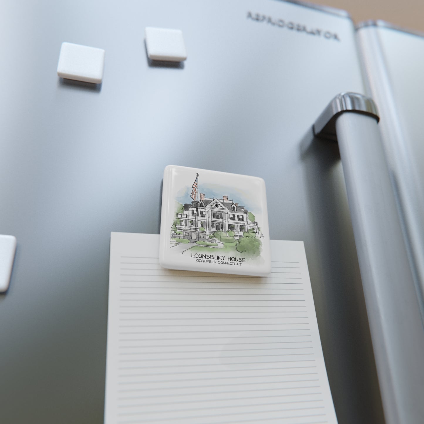 Lounsbury House Square Porcelain Magnet | Ridgefield Connecticut Souvenir | Home Decor