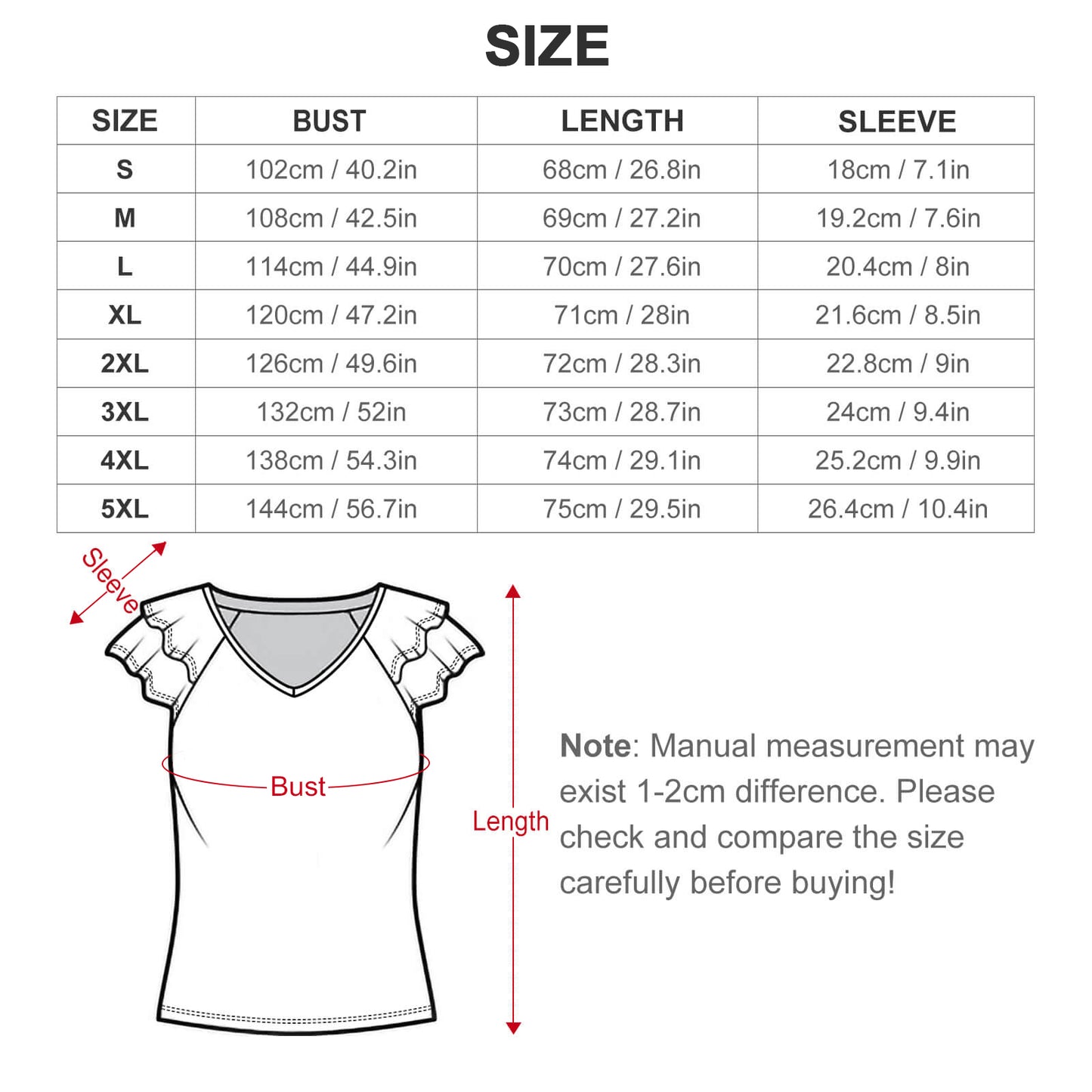 Ruffle V-Neck T-Shirt BUT (All-Over Printing)