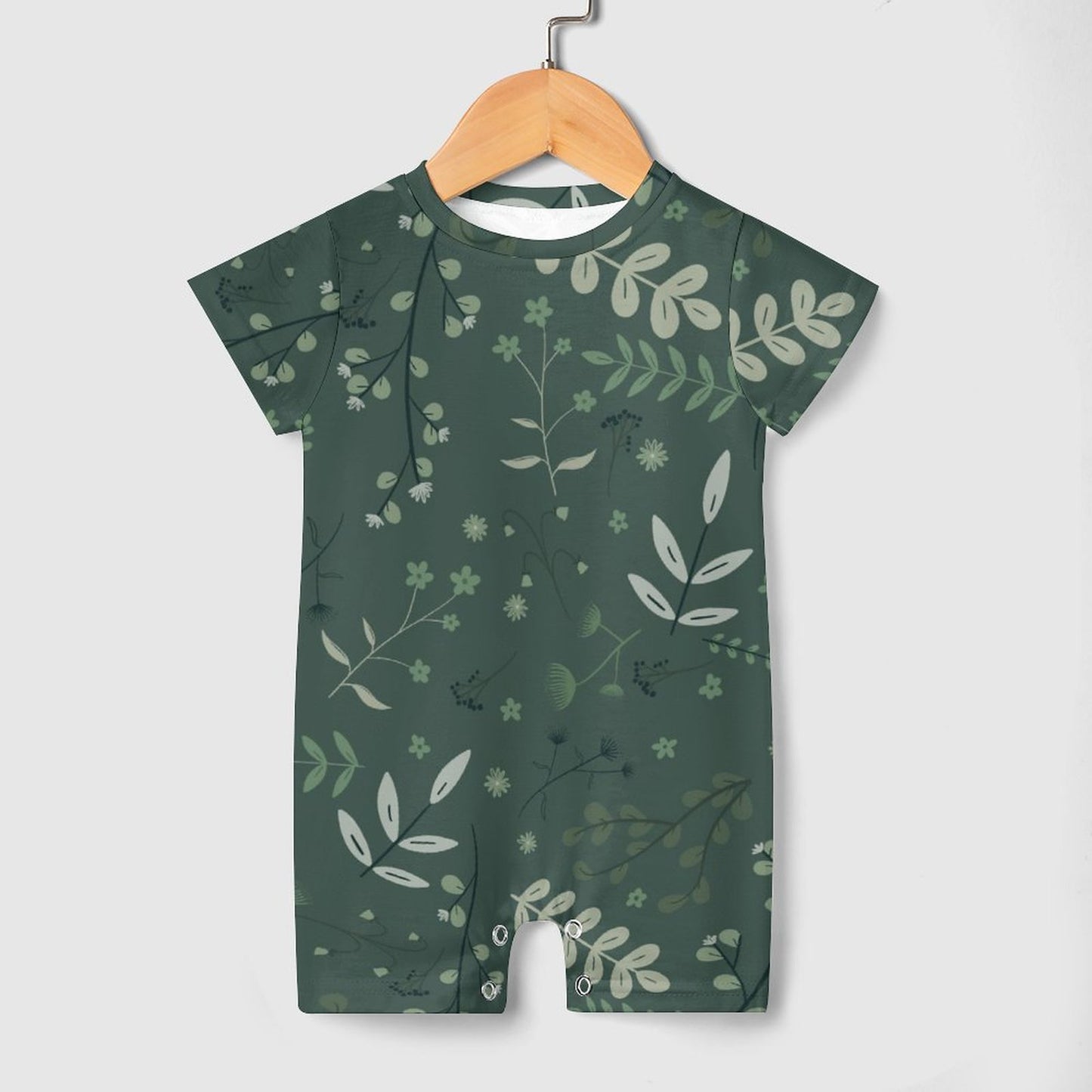 Short Sleeve Baby Bodysuit Romper | Whispering Greens – Forest