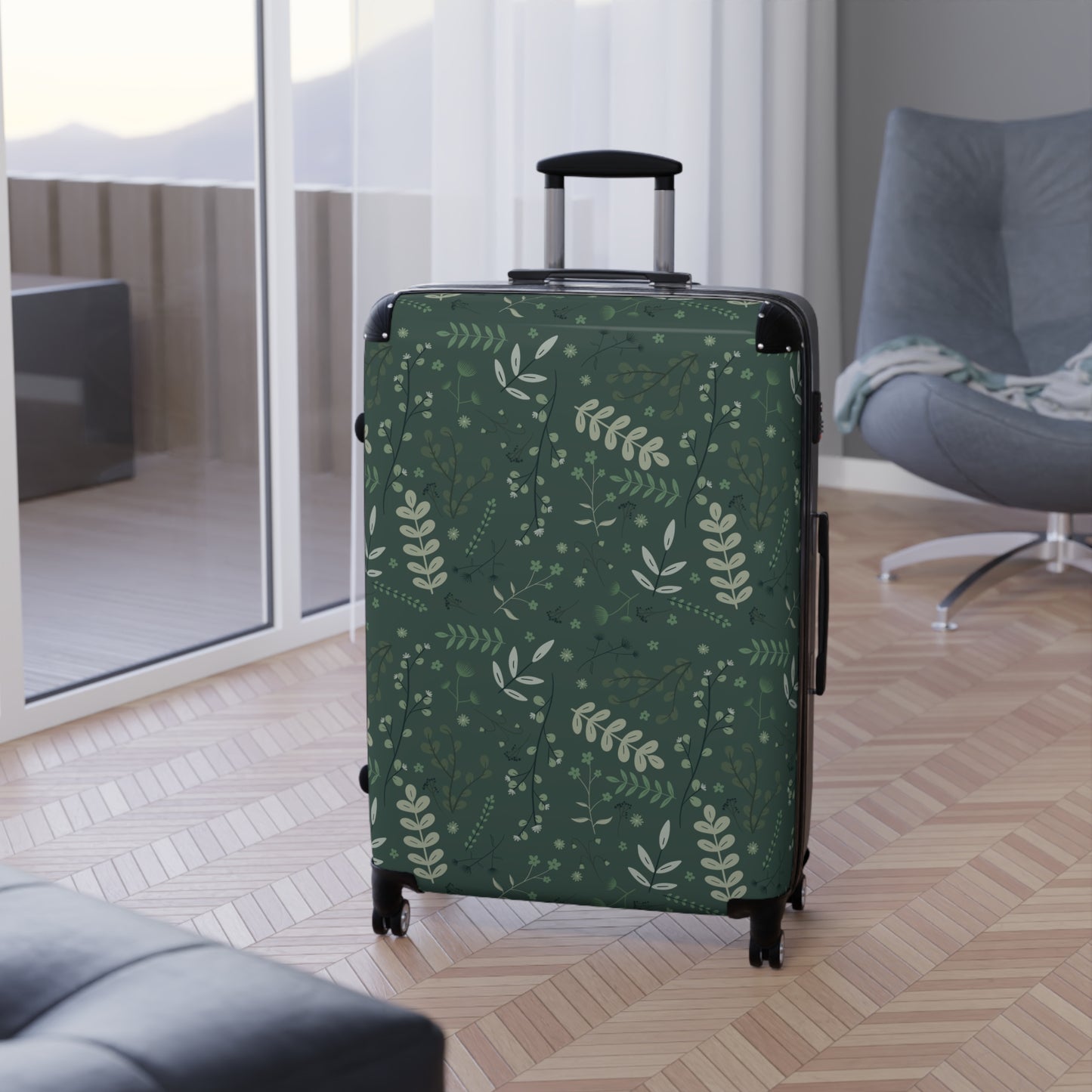 Botanical Print Suitcase - Stylish Travel Luggage for Adventurers