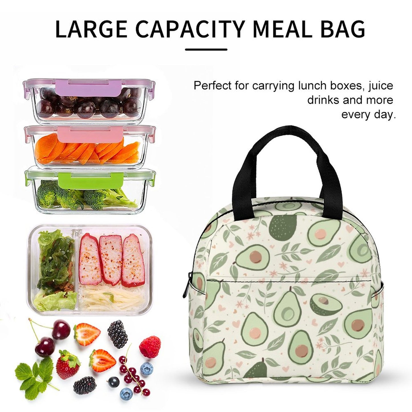 Large Insulated Lunch Totes for Adults (All-Over Printing)