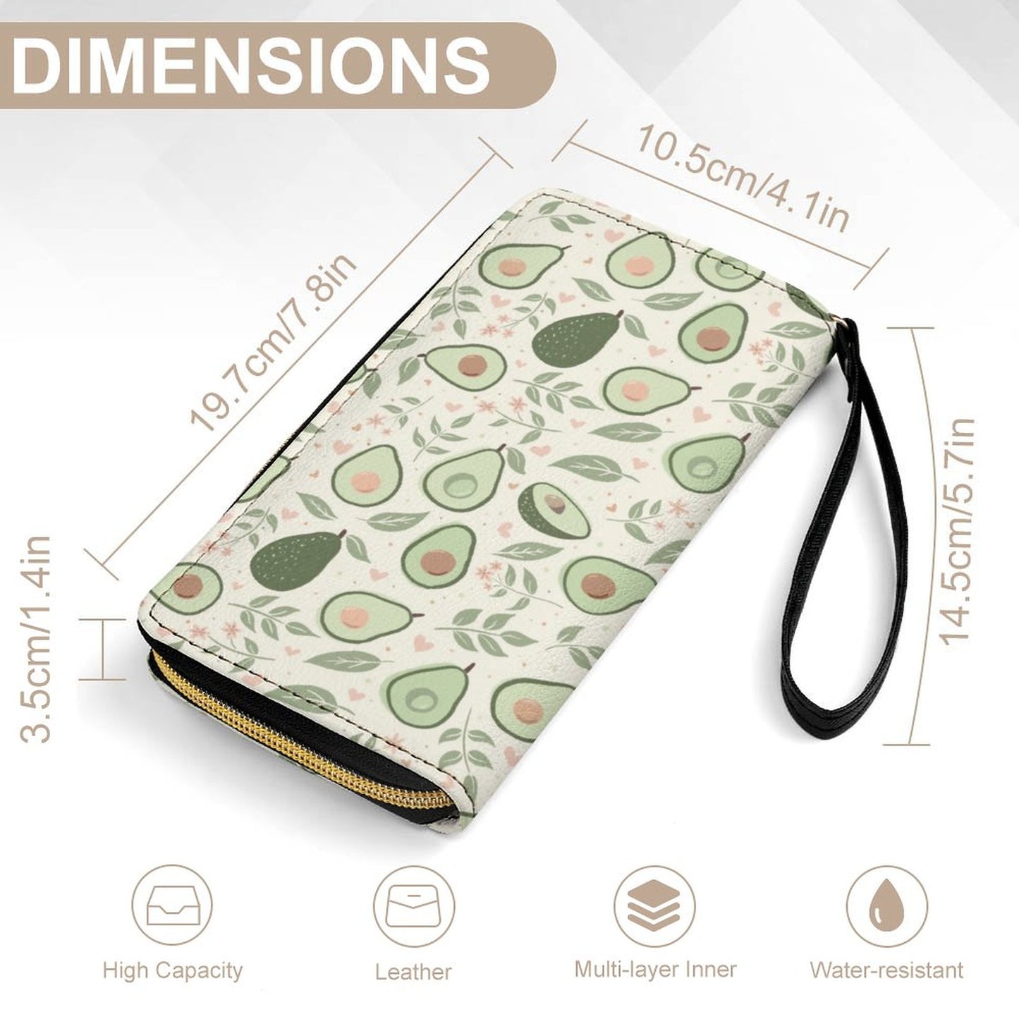 Leather Wallet with Wristlet Strap (2 Pictures on 2 Sides)