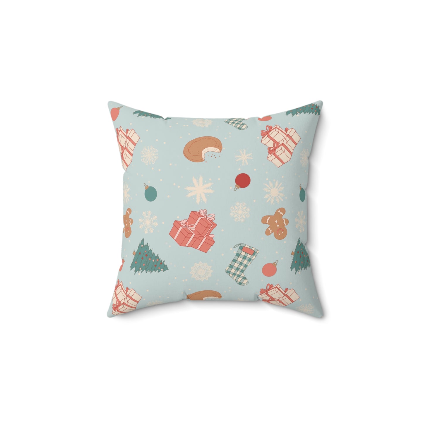 Cozy Holiday Decor Pillow – Festive Gifts & Gingerbread Design