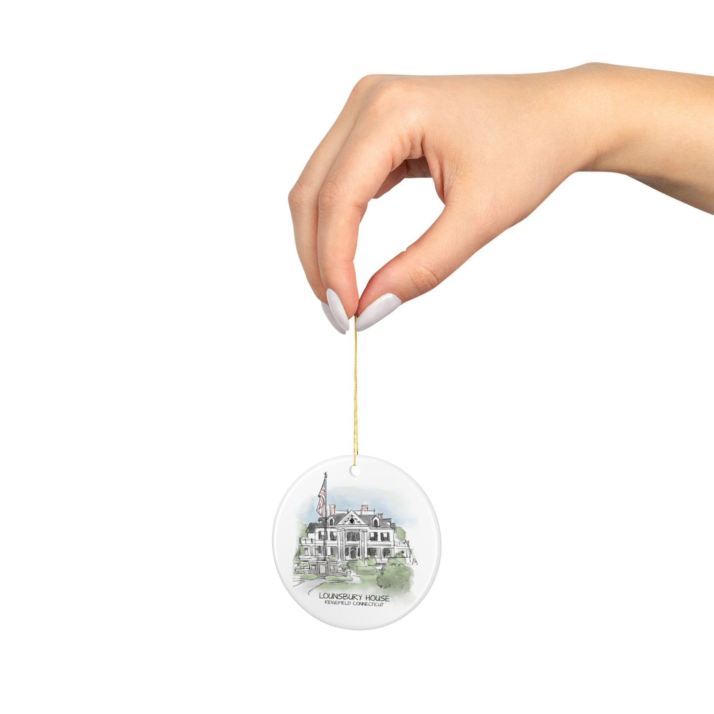Lounsbury House Ceramic Ornament - 2-Sided Holiday Decoration