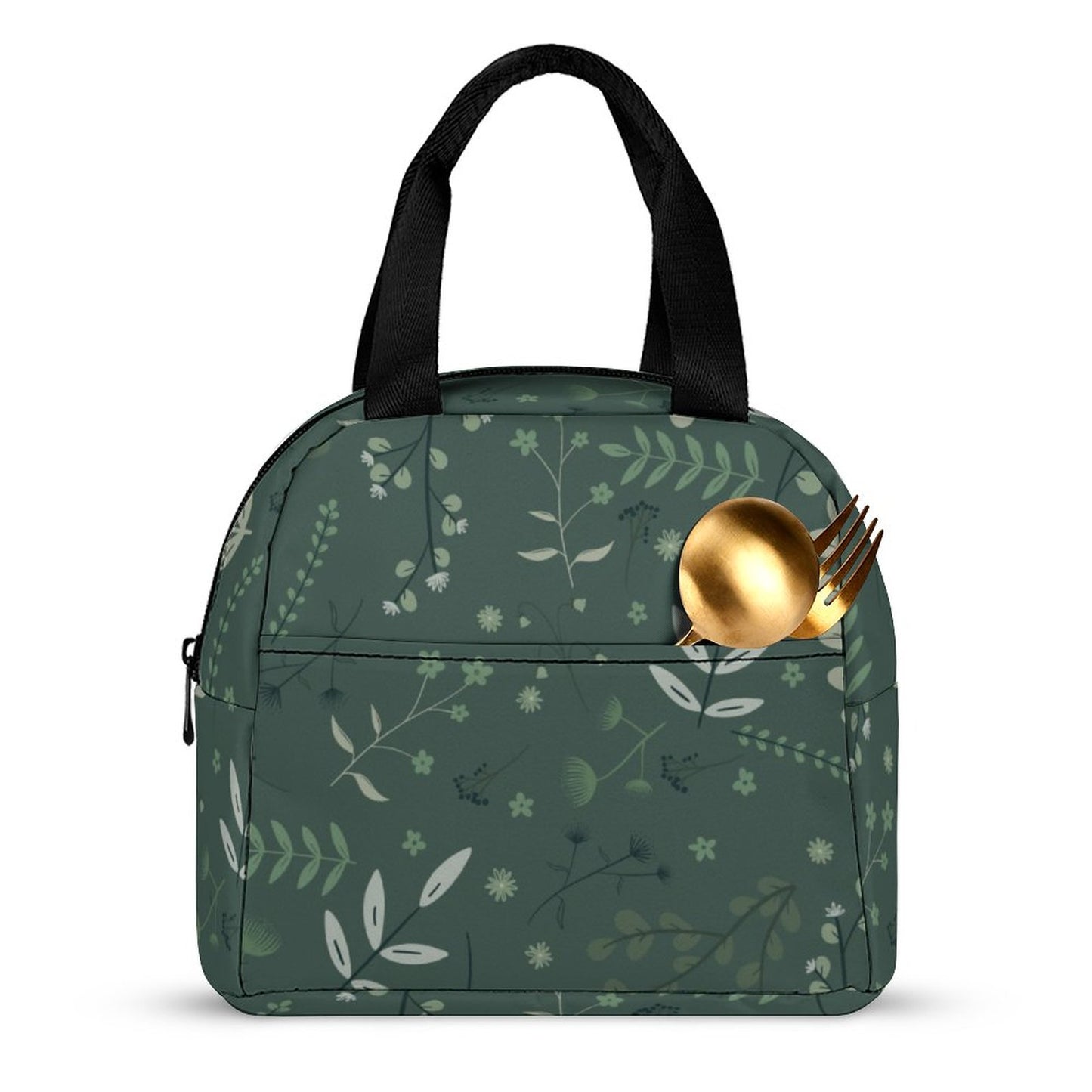 Insulated Lunch Bag with Pocket | Whispering Greens – Forest