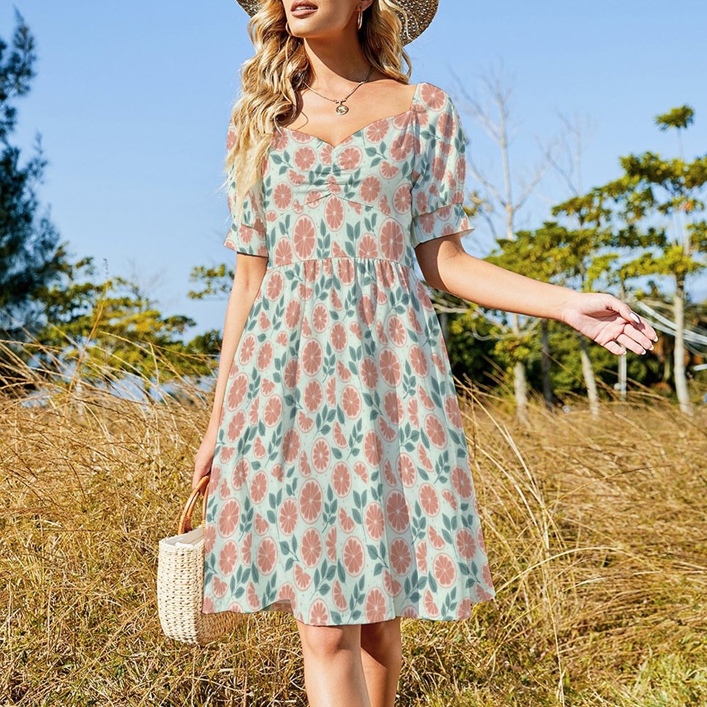 Short Sleeve V Neck Lovely Dress - Ruby Darling
