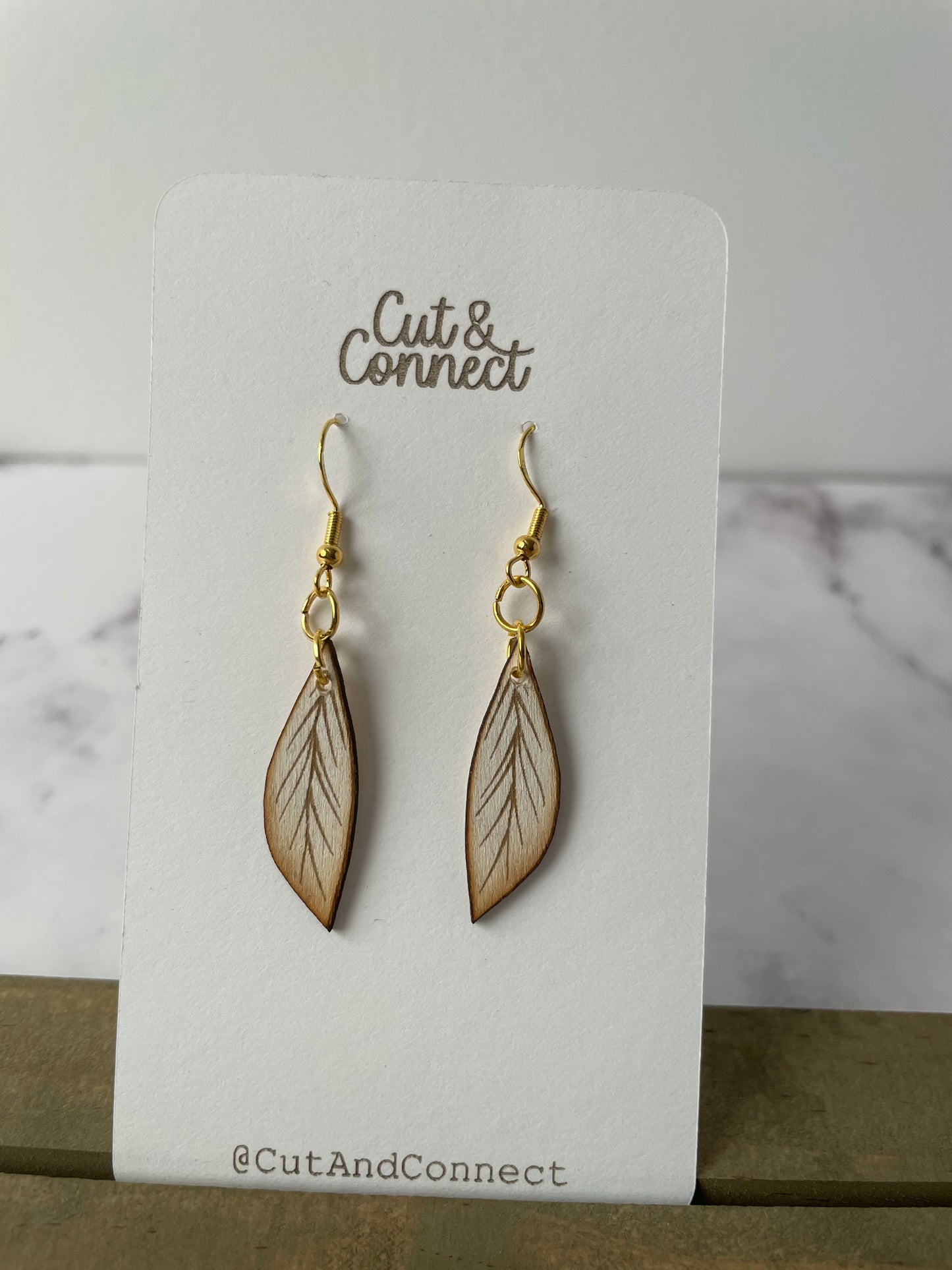 Earring- white brown ombre small