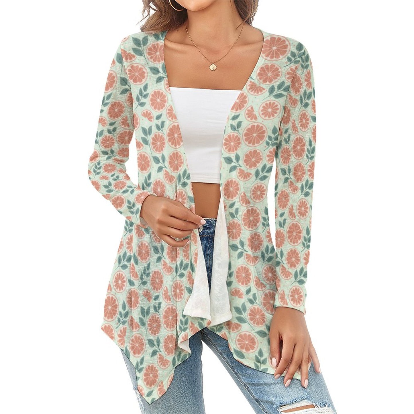 Drop Shoulder Women's Open Shirt with Irregular Hem - Ruby Darling