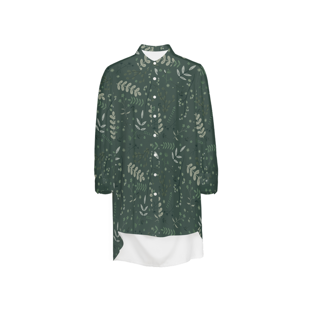 Women's High-Low Long-Sleeve Hem Shirt Silky-like Elegance