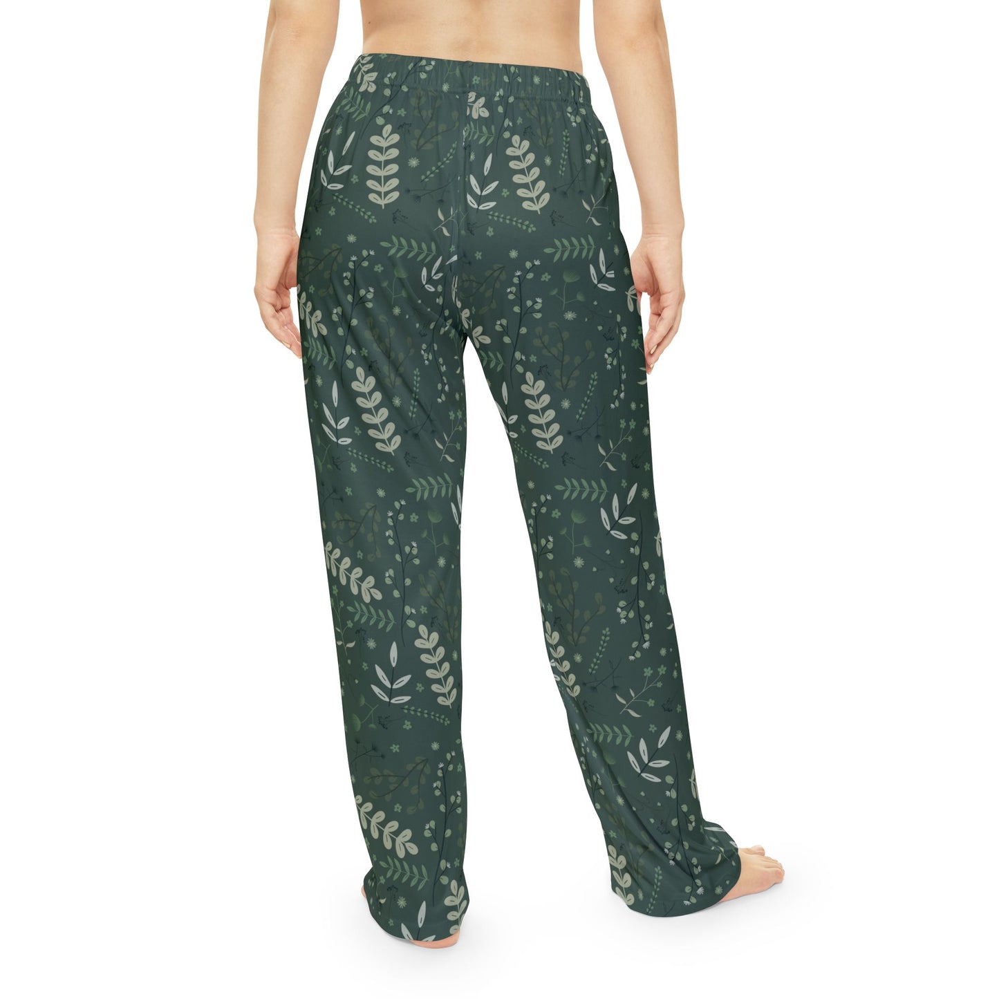 Cozy Women's Pajama Pants with Green Leaf Print | Comfortable Sleepwear for Relaxation & Home