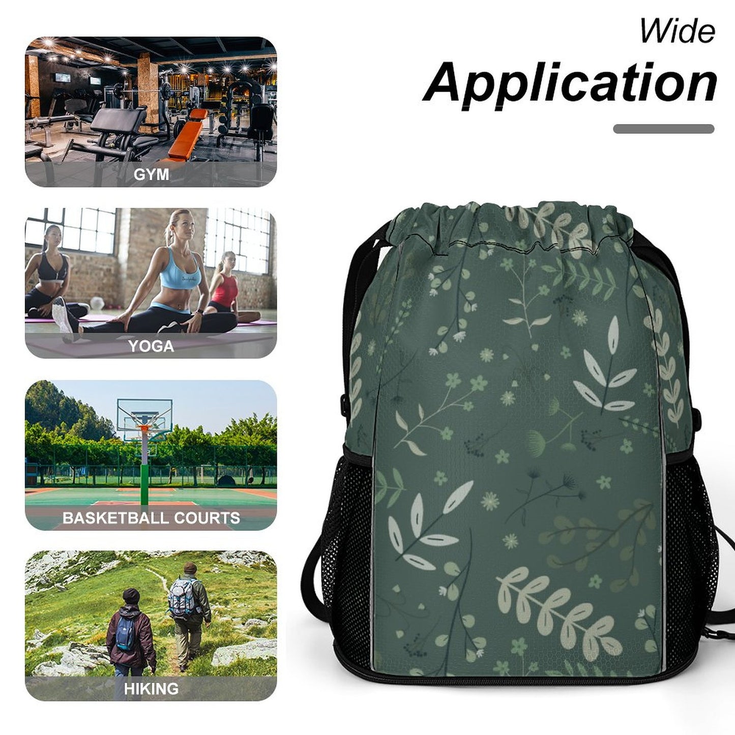 Waffle Cloth Drawstring Bag | Whispering Greens – Forest