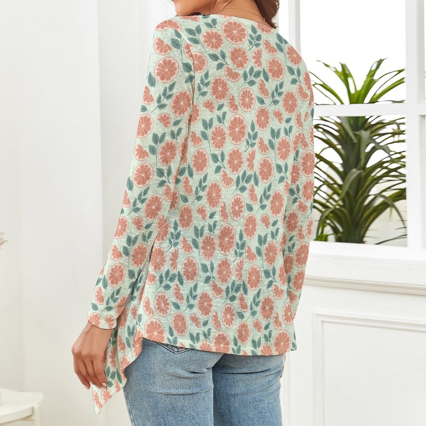 Drop Shoulder Women's Open Shirt with Irregular Hem - Ruby Darling