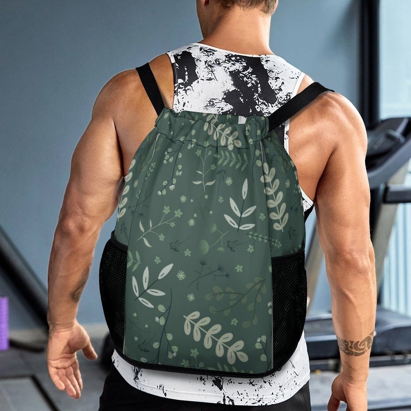 Waffle Cloth Drawstring Bag | Whispering Greens – Forest