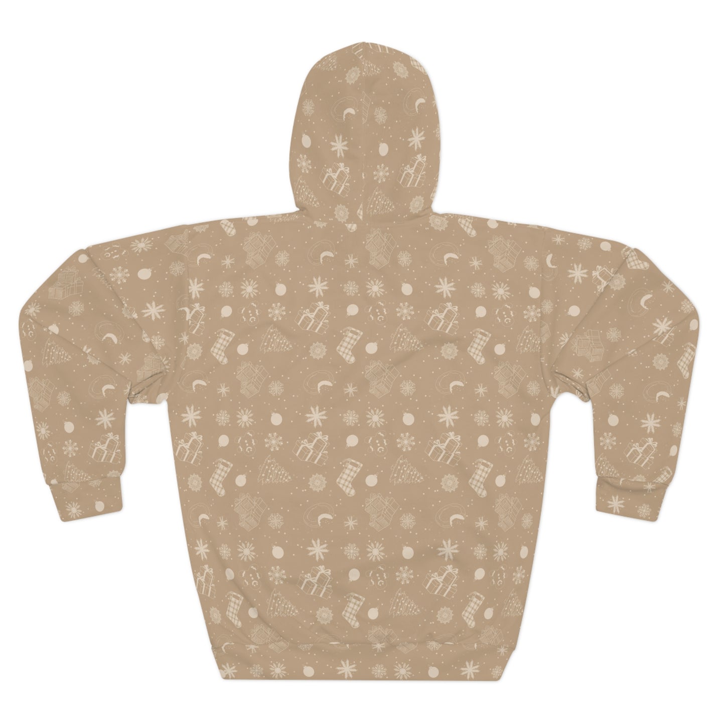 Beige Christmas - Cozy Winter Holiday Pullover Hoodie with Festive Print