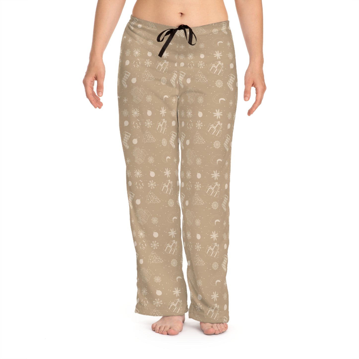 Beige Christmas - Cozy Holiday Women's Pajama Pants - Festive Winter Design