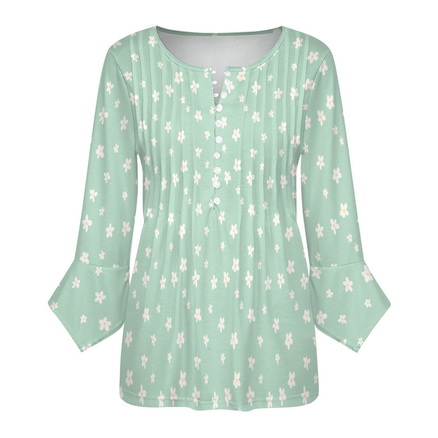 V-neck Women Top with Quarter Sleeve DS20150 (All-Over Printing)