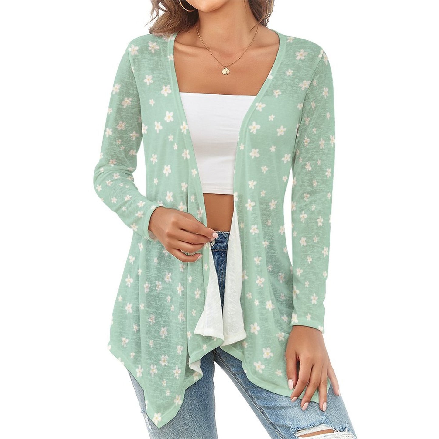 Drop Shoulder Women's Open Shirt with Irregular Hem NZ050 (All-Over Printing)