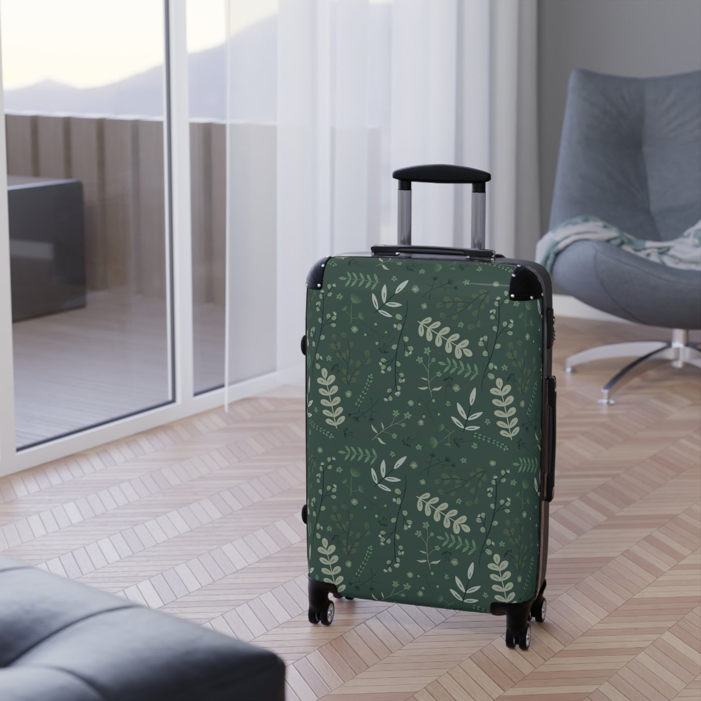 Botanical Print Suitcase - Stylish Travel Luggage for Adventurers