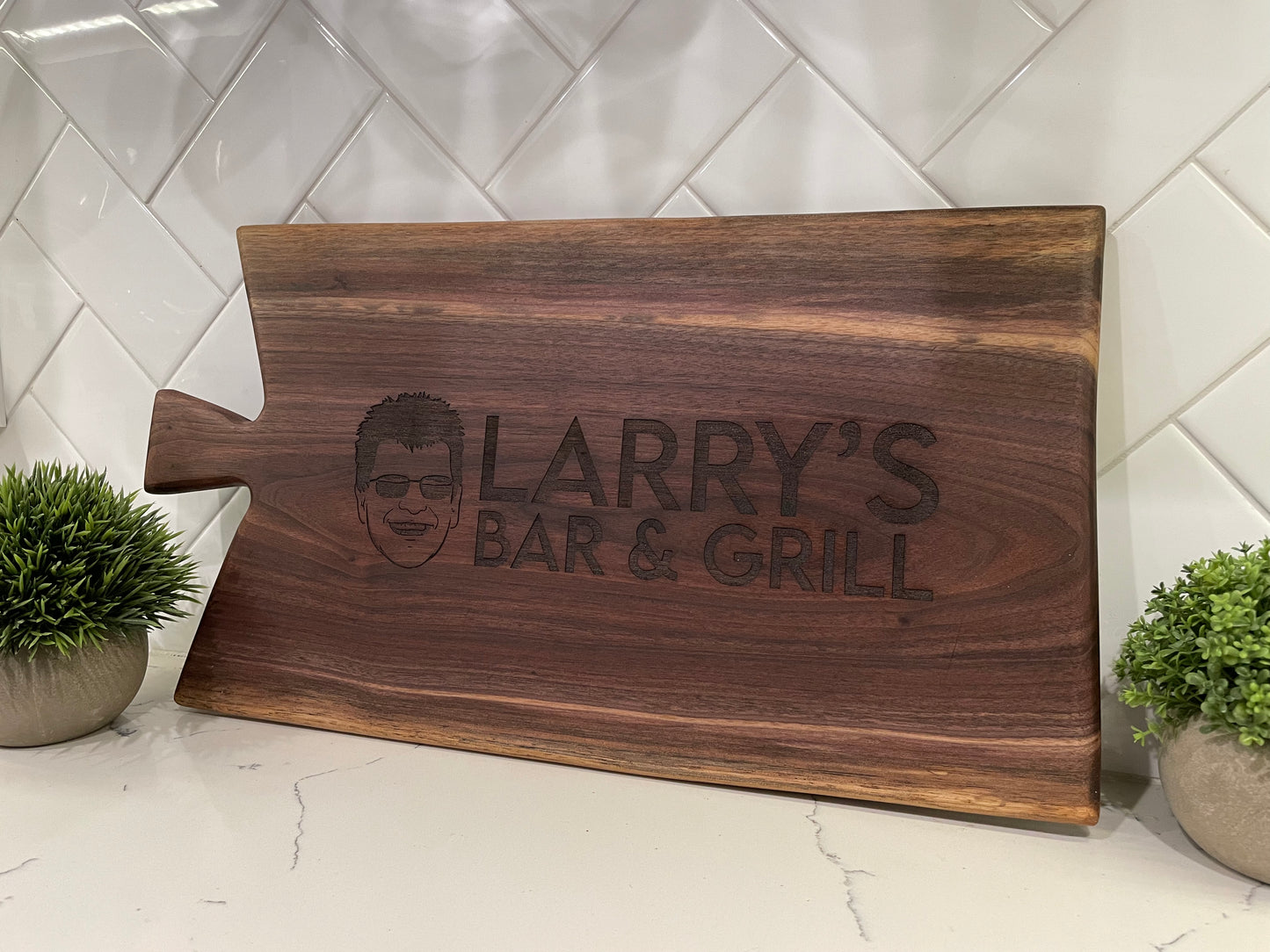 Custom Walnut Cutting Board - Personalize with a Face and Name