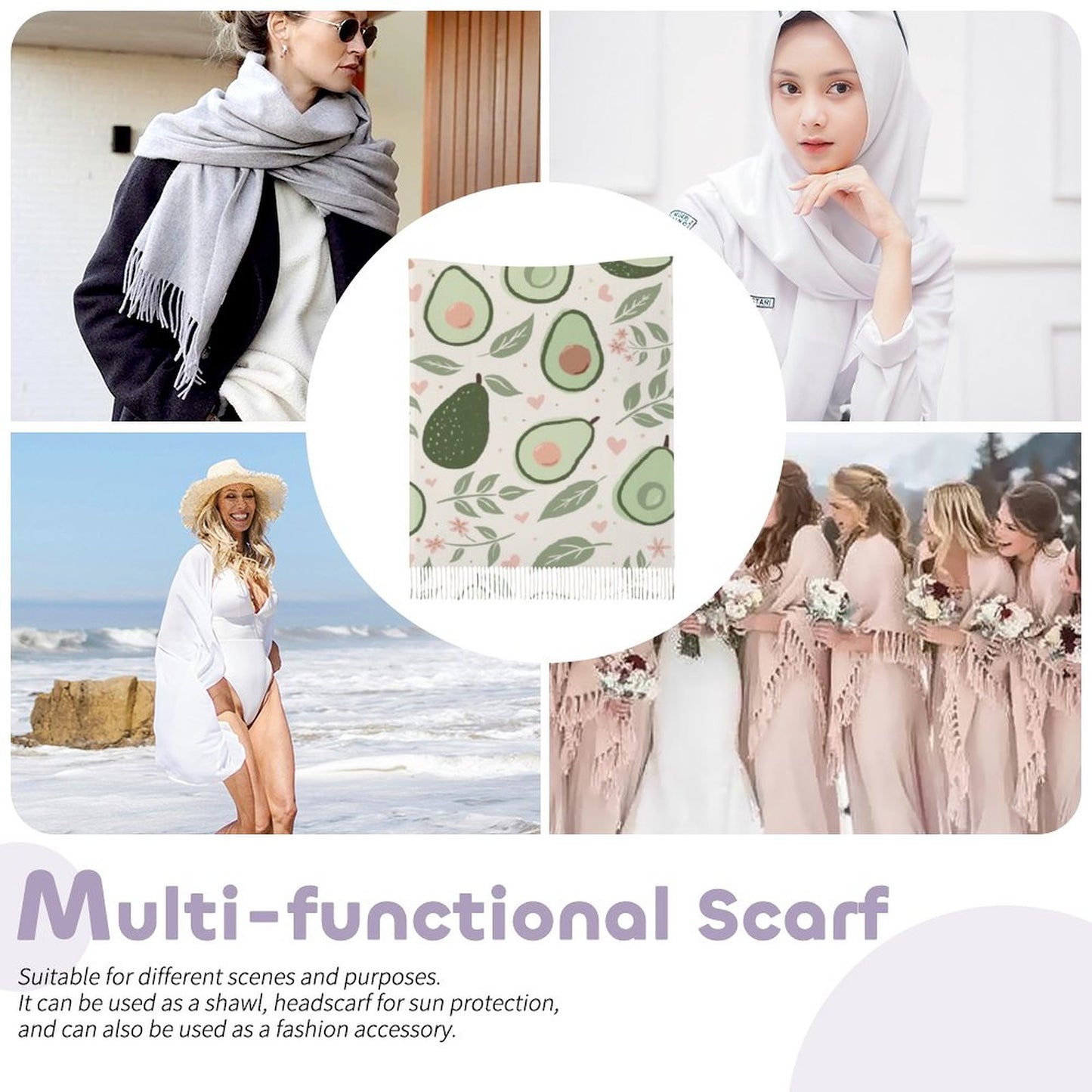 Cashmere-like Tassel Scarf (All-Over Printing)