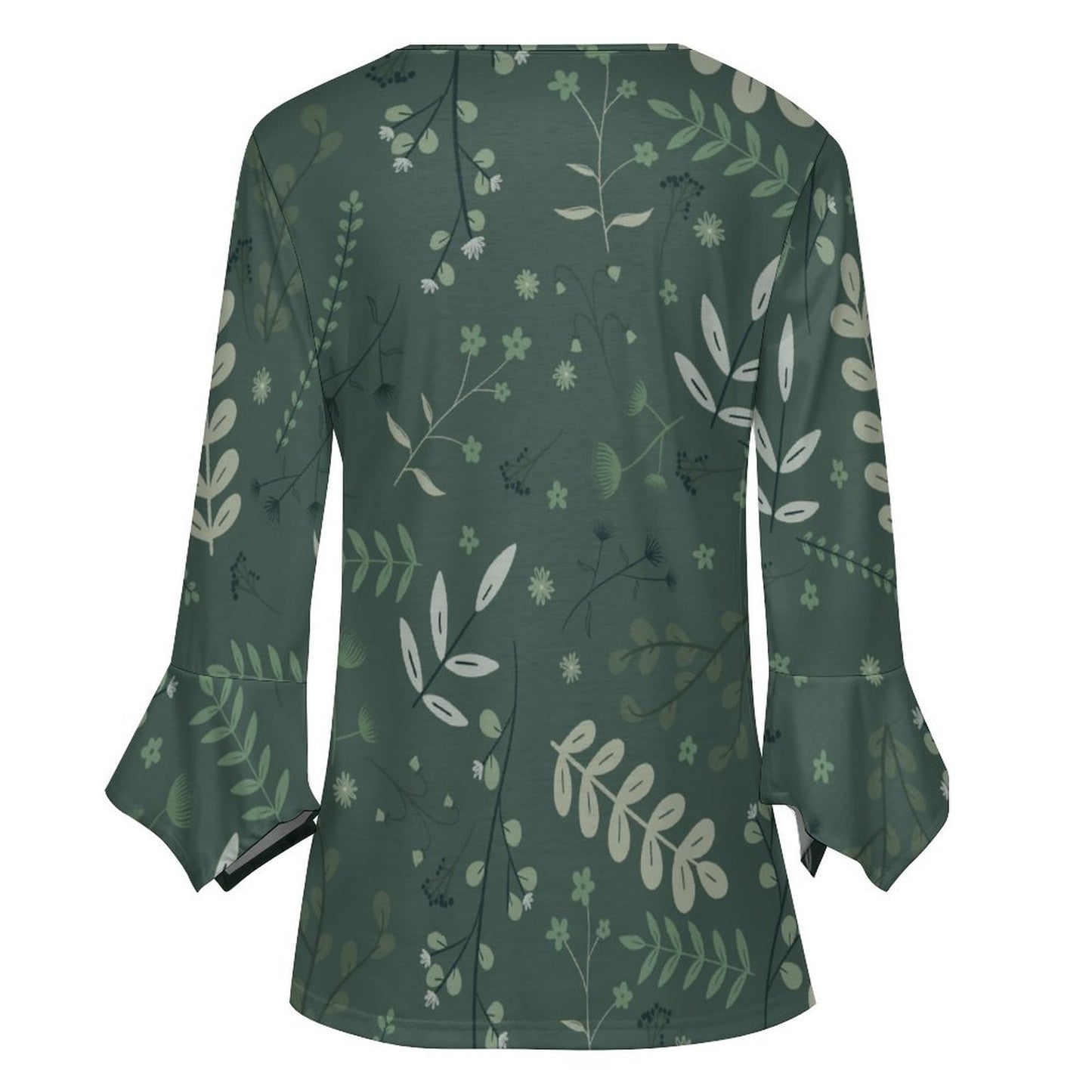 V-neck Women Top with Quarter Sleeve | Whispering Greens – Forest