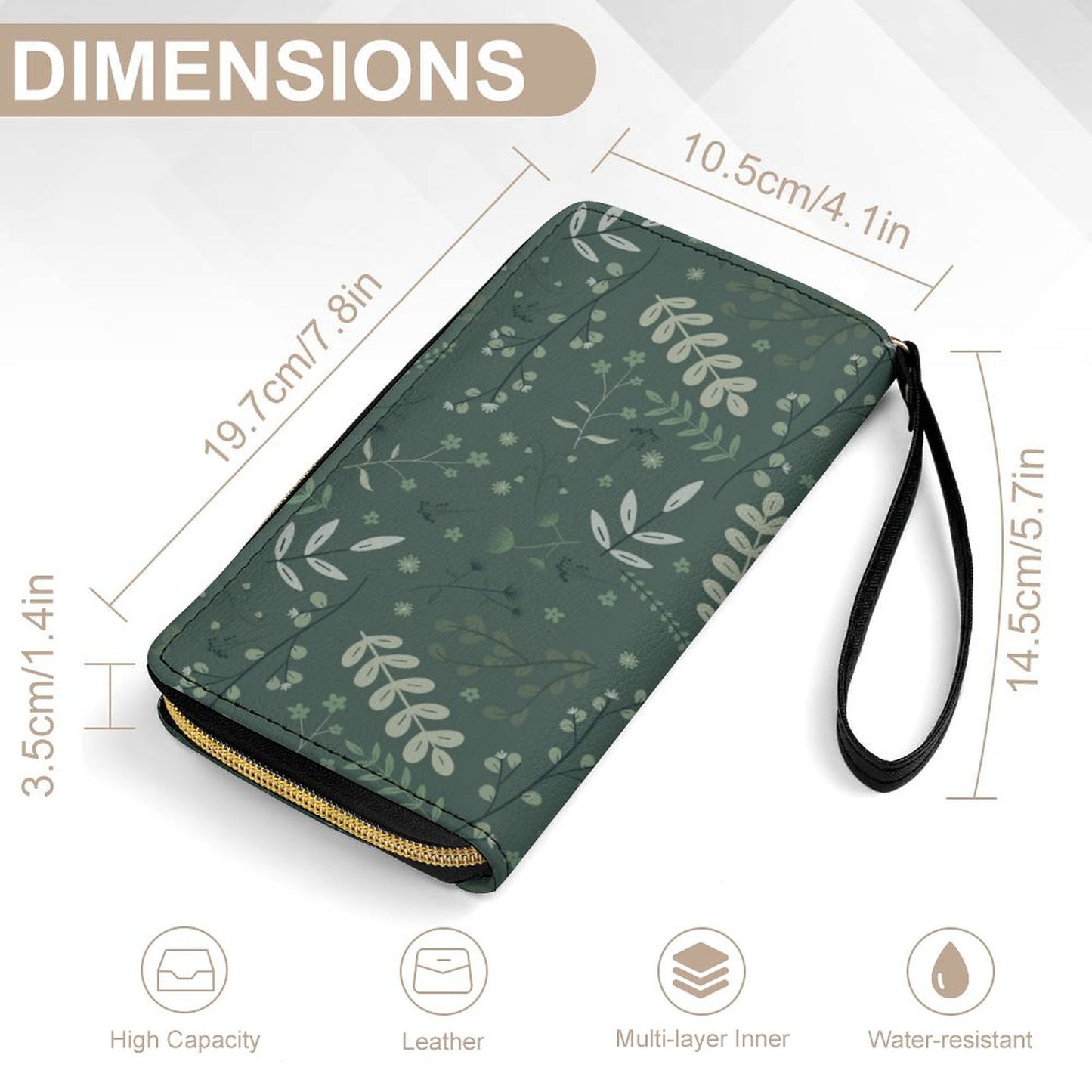 Leather Wallet with Wristlet Strap | Whispering Greens – Forest