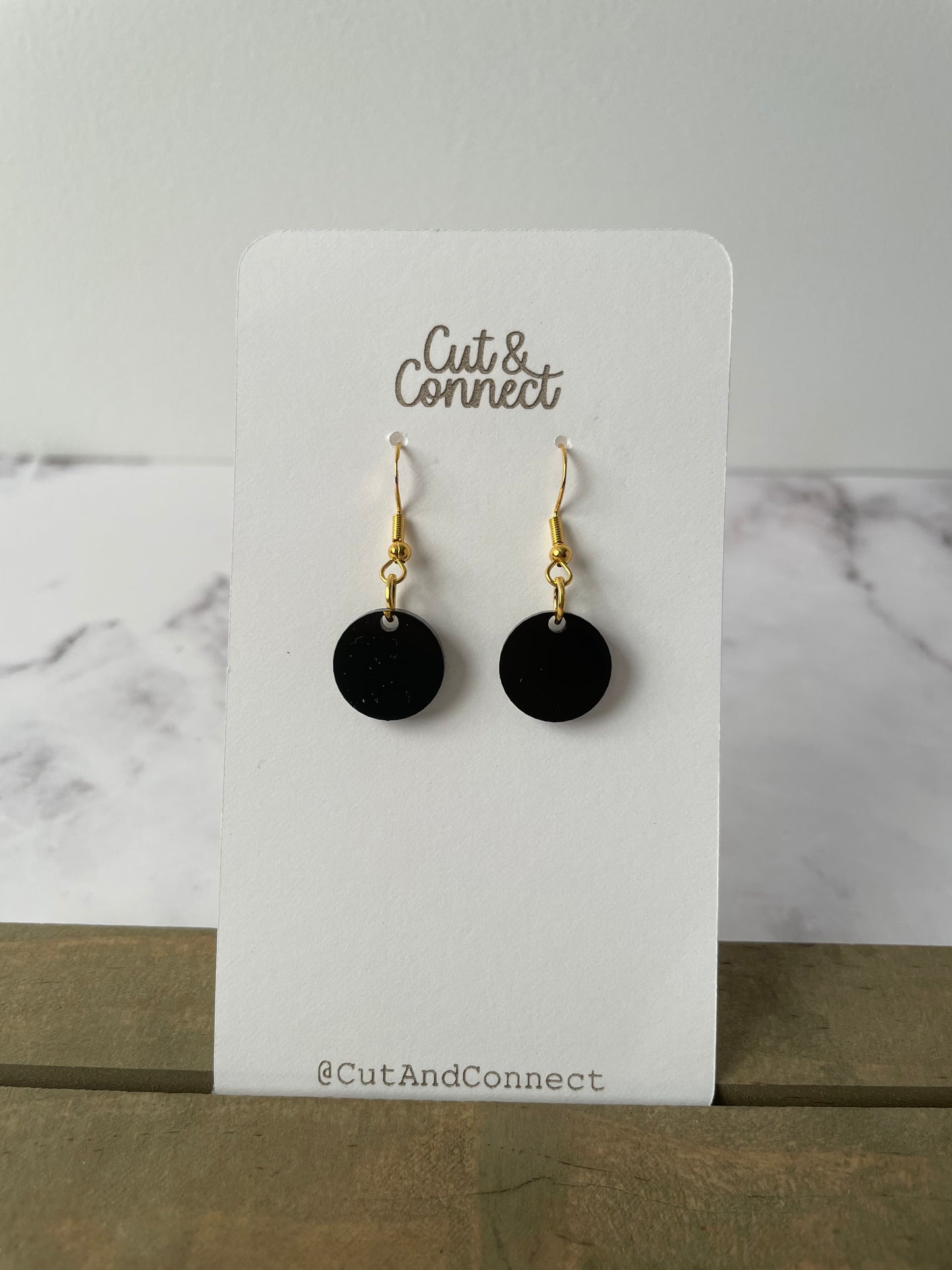 Earring- black modern circle