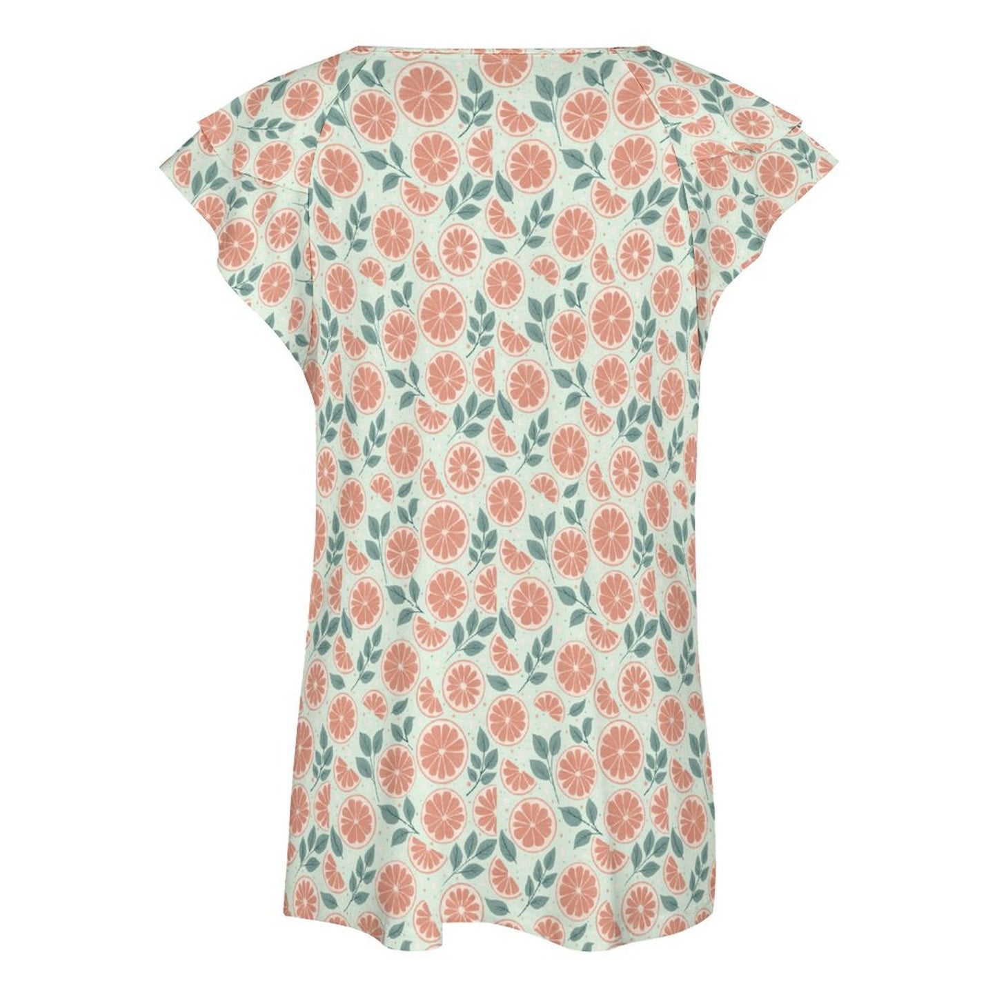 Ruffle V-Neck T-Shirt - Ruby Darling