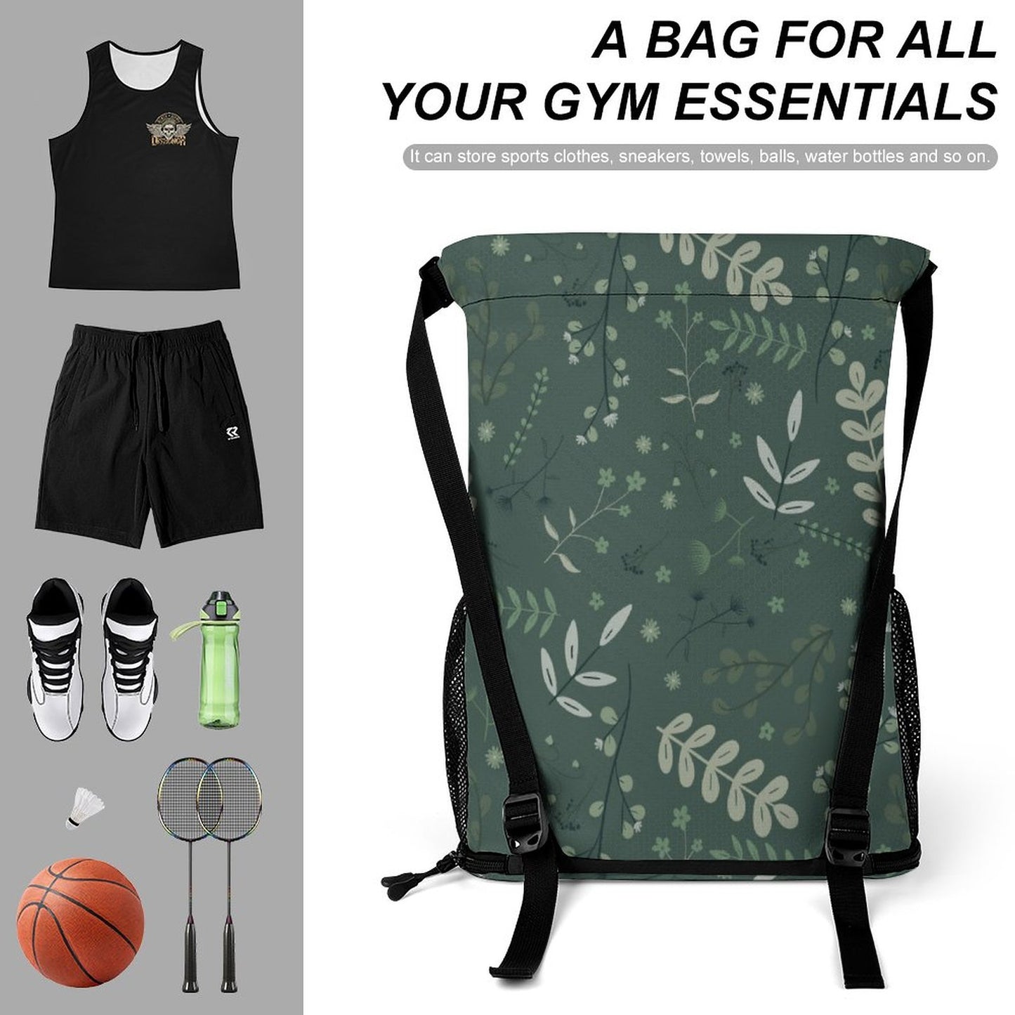 Waffle Cloth Drawstring Bag | Whispering Greens – Forest