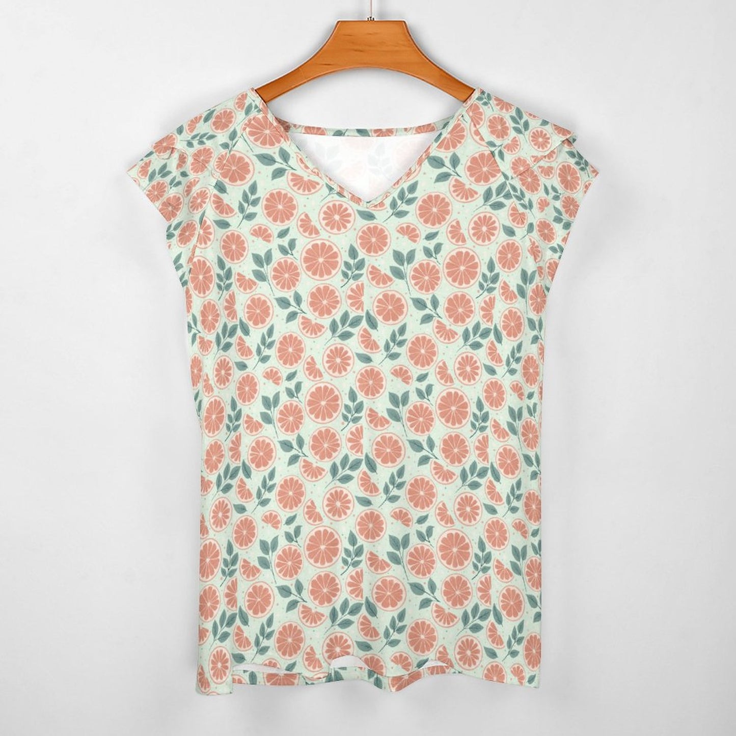 Ruffle V-Neck T-Shirt - Ruby Darling