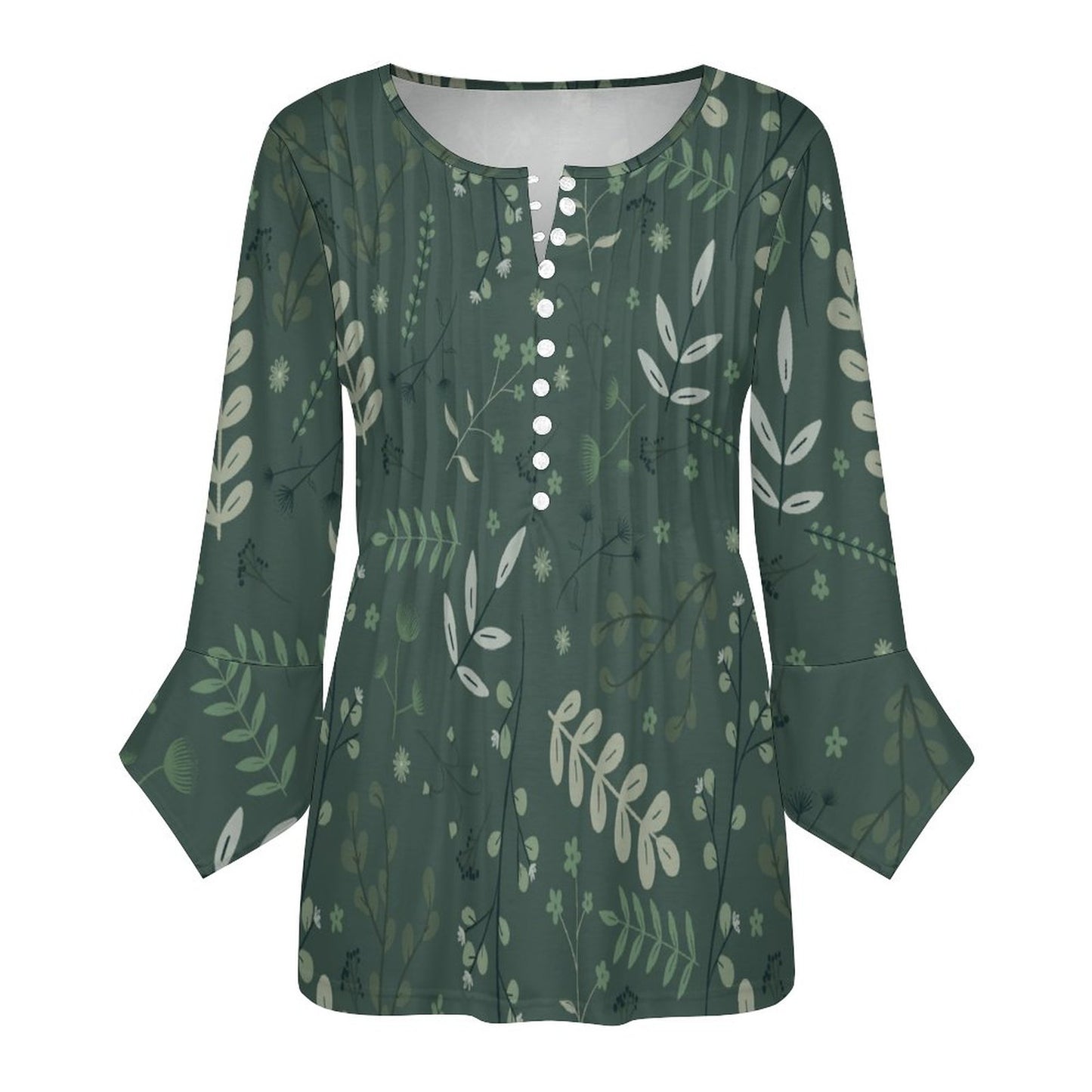 V-neck Women Top with Quarter Sleeve | Whispering Greens – Forest