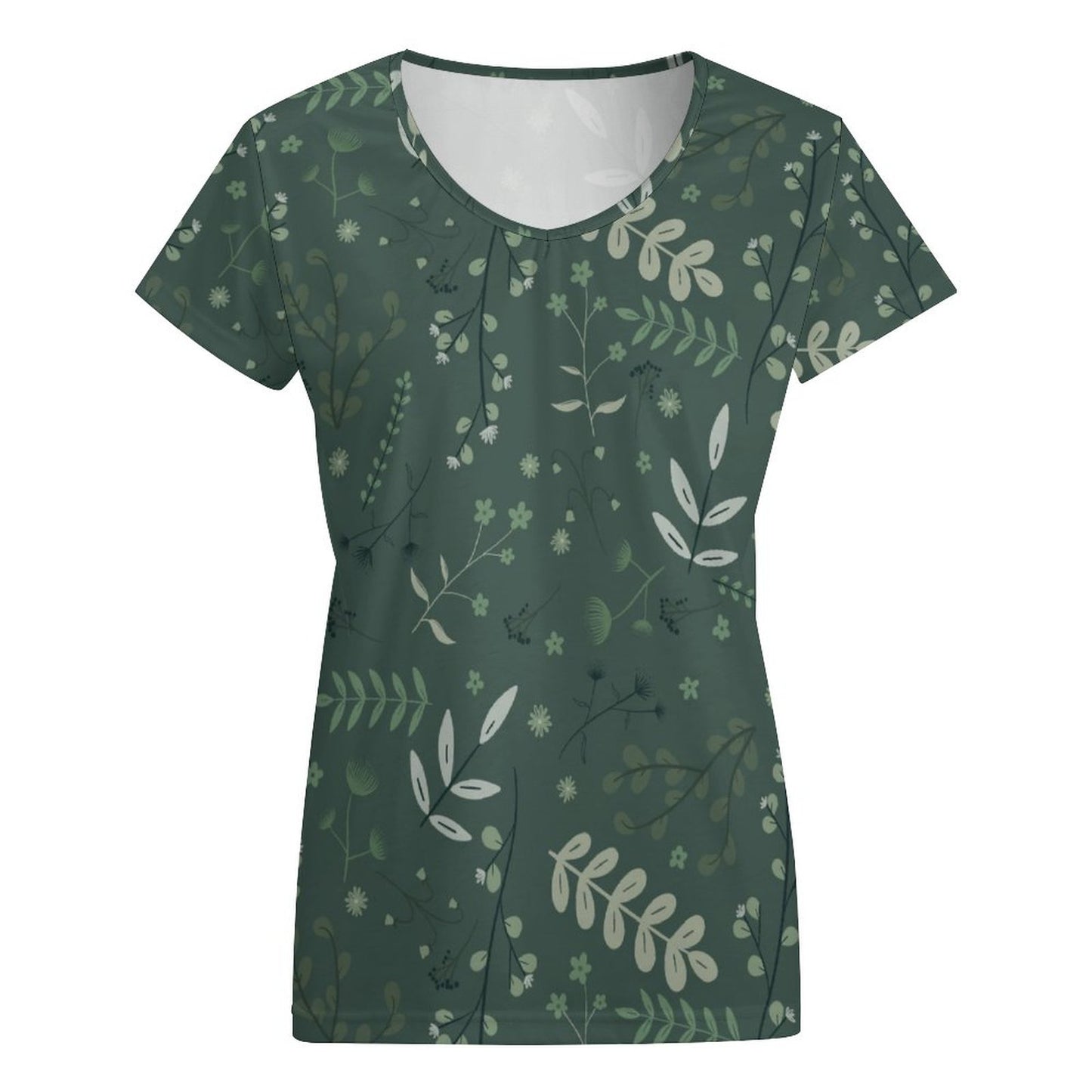 V-neck Short Sleeve T-Shirt | Whispering Greens – Forest