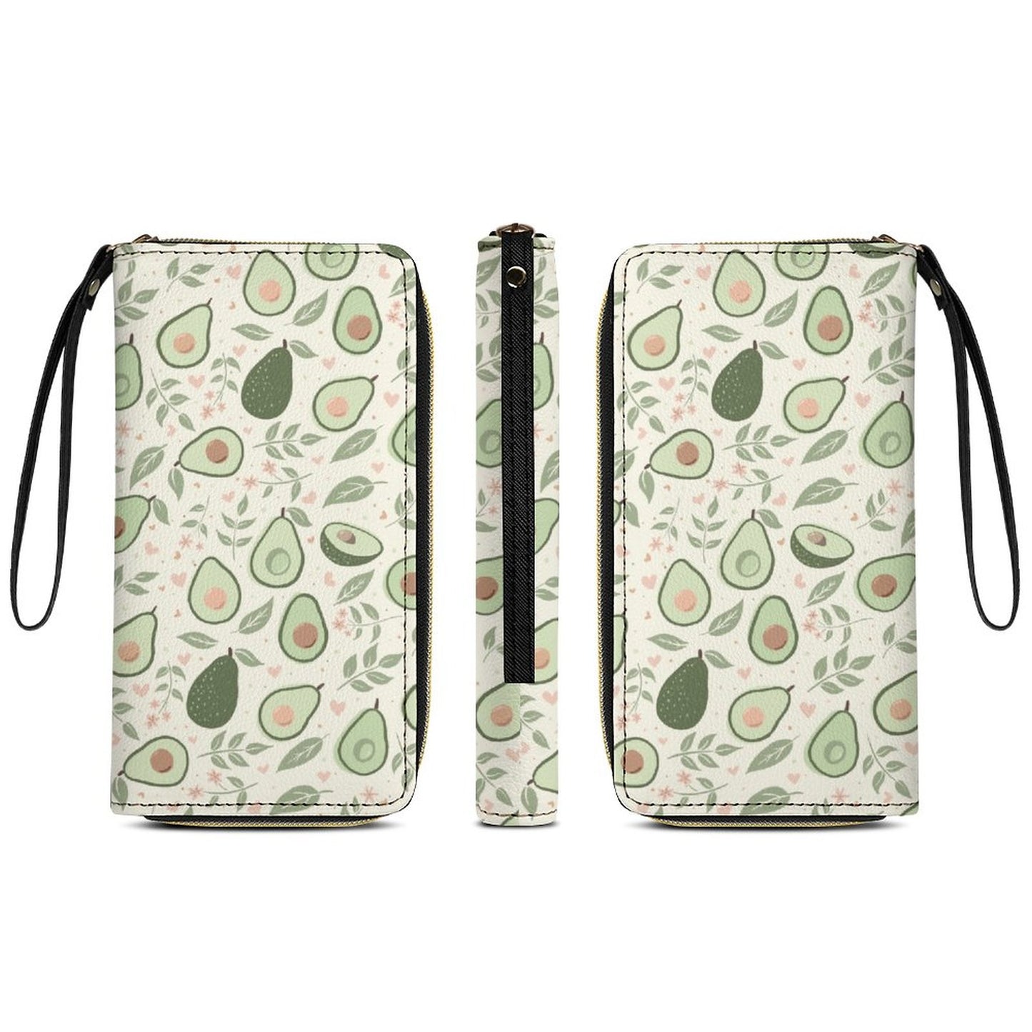 Leather Wallet with Wristlet Strap (2 Pictures on 2 Sides)